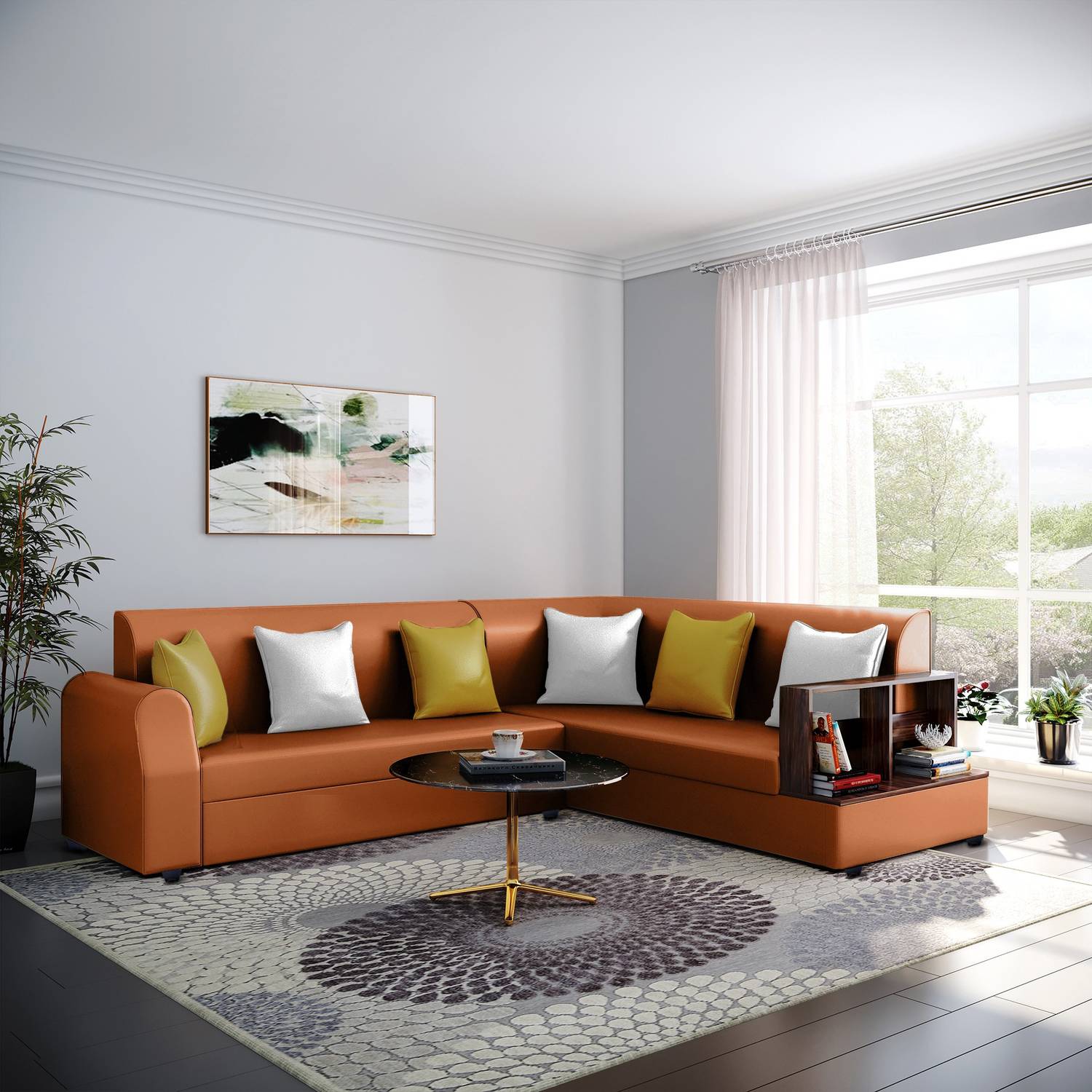 Bharat Lifestyle Aston Leatherette 6 Seater Sofa
