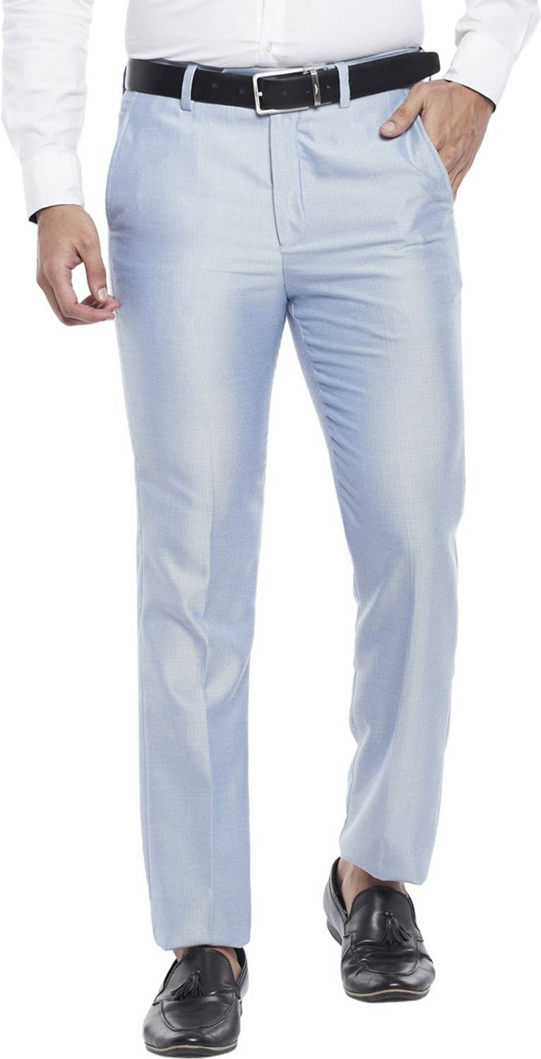 Byford by Pantaloons Slim Fit Men Light Blue Trousers