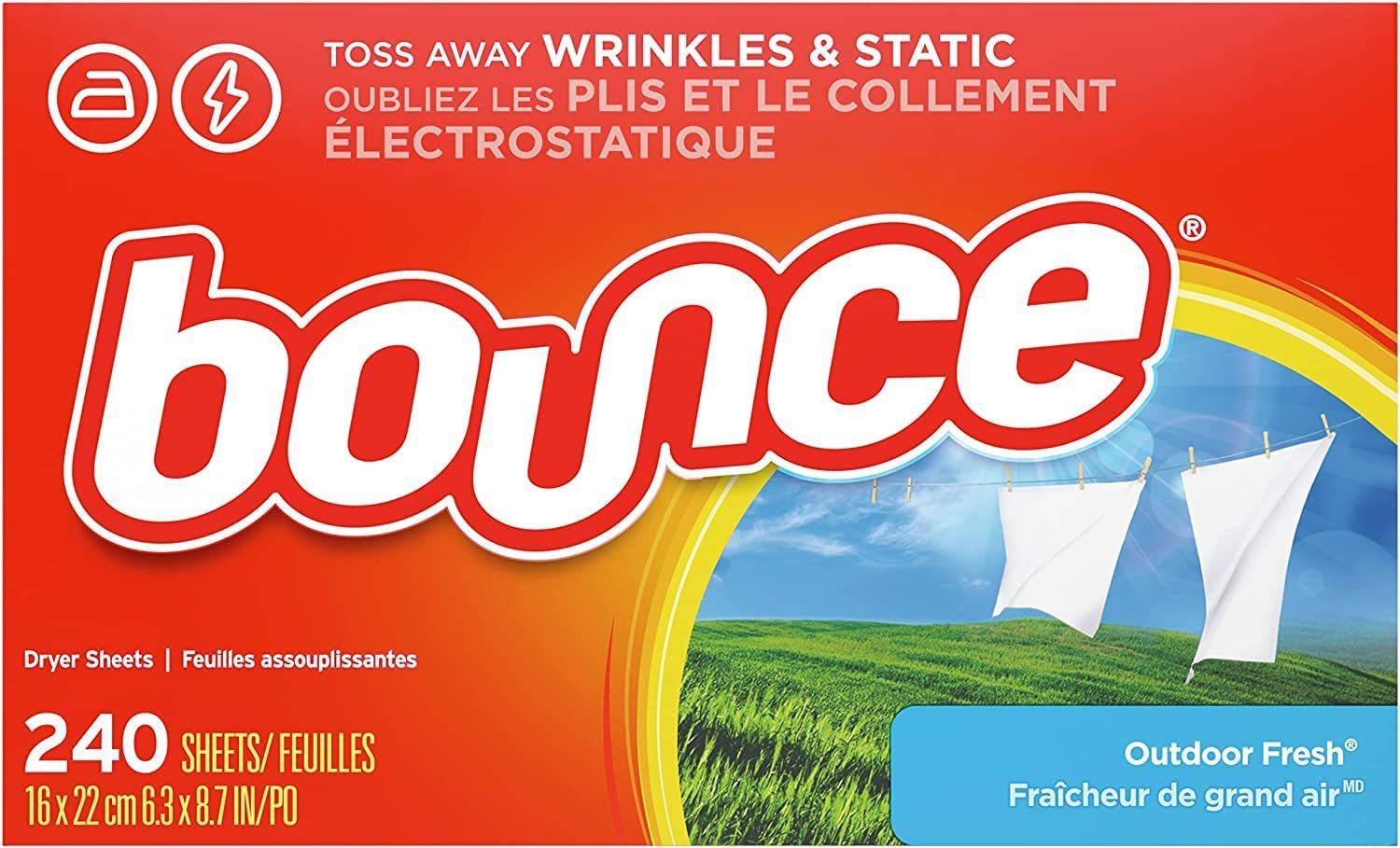 Bounce Outdoor Fresh Sheets, 240 Count Box Detergent Bar