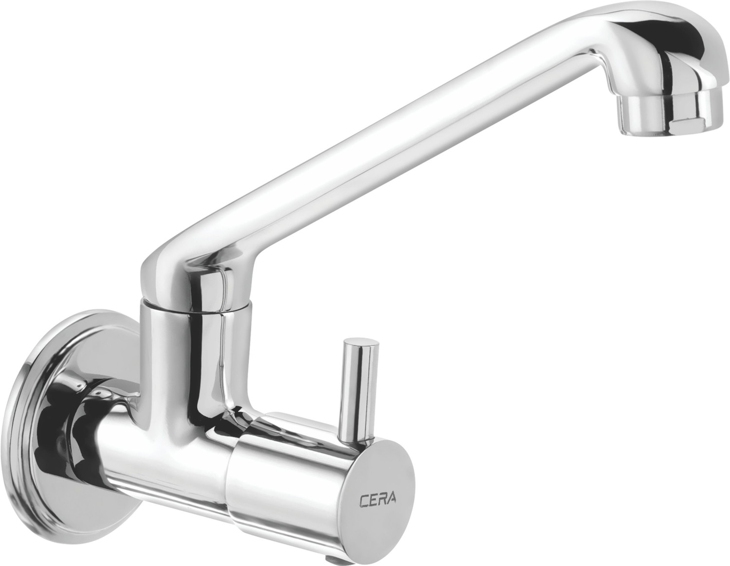 Image of CERA CL 217 Sink Cock (Wall Mounted) with 150 mm (6) Long Swivel Spout and Wall Flange Kitchen Mixer Faucet