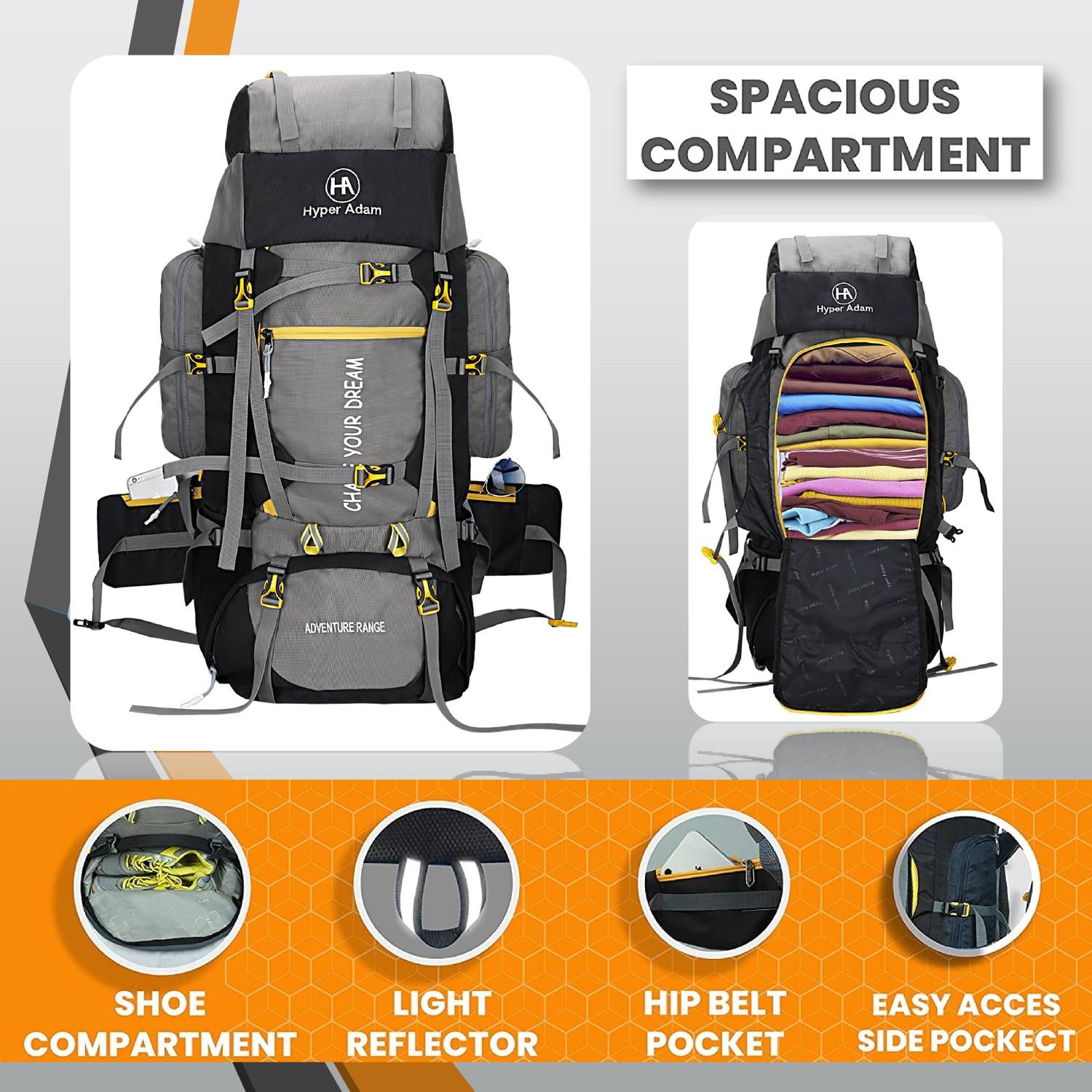 Hyper Adam 80L Travel Backpack - Image 4