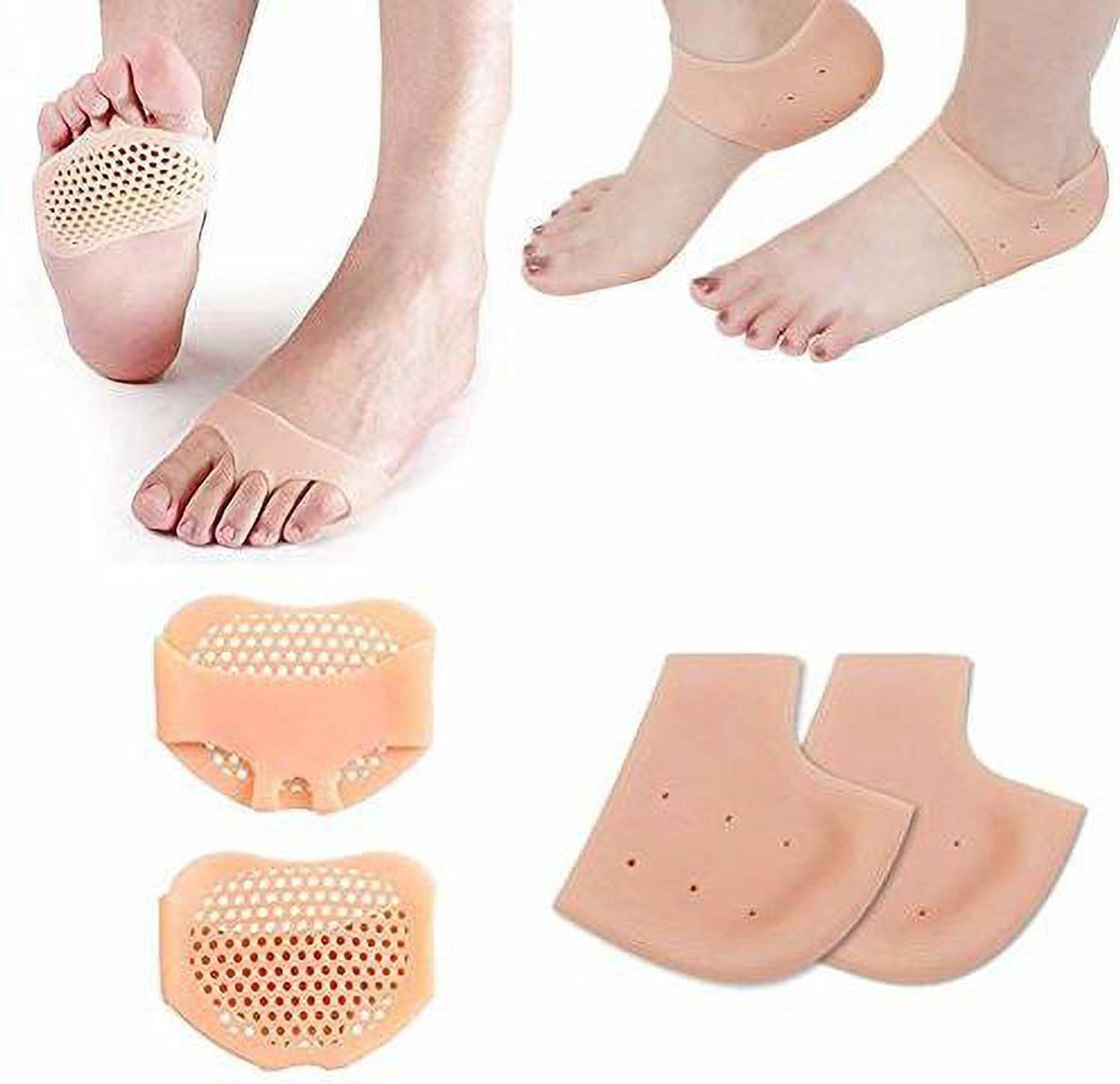 CANDYVILLA Silicon Half Toe And Silicon Gel Heel Pads Combo (Free size) Heel Support