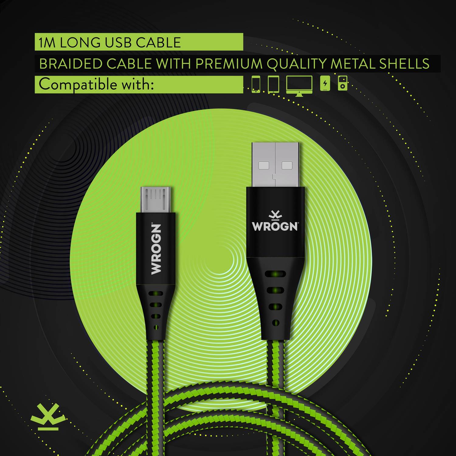 WROGN Micro USB Cable 3 A 1 m AMRBD1M01
