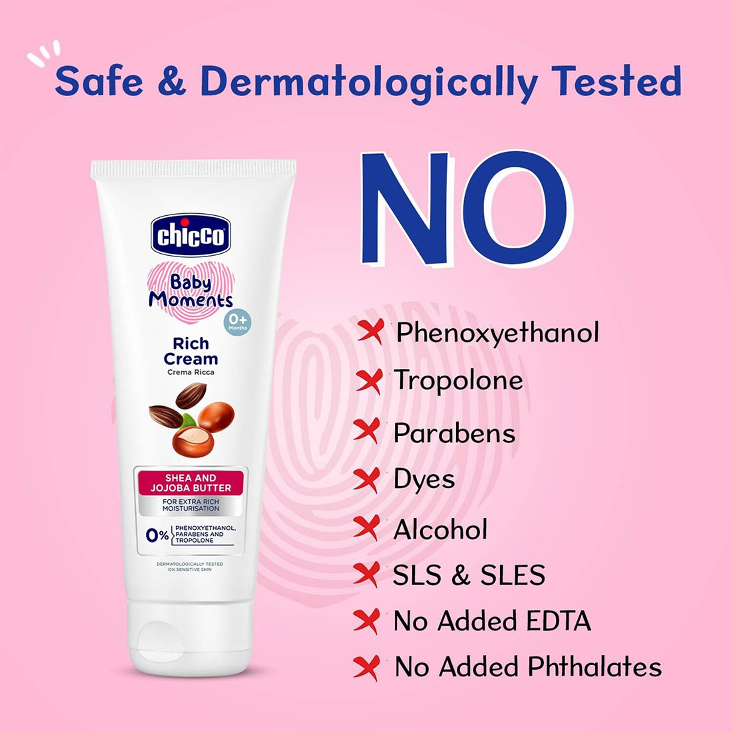 Image of Chicco Baby Rich Cream, Paraben, SLS & Phenoxyethanol Free, 0M+