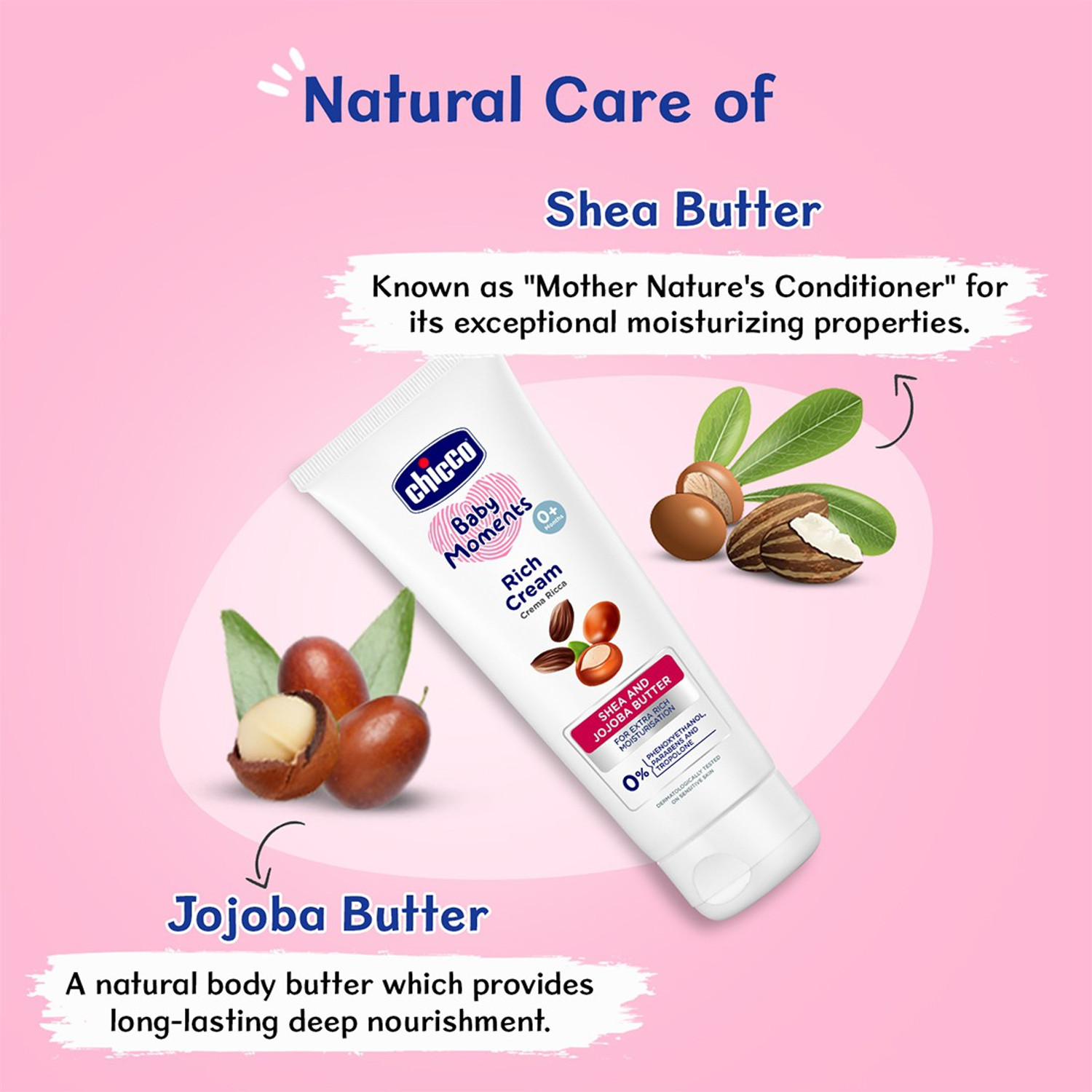 Image of Chicco Baby Rich Cream, Paraben, SLS & Phenoxyethanol Free, 0M+
