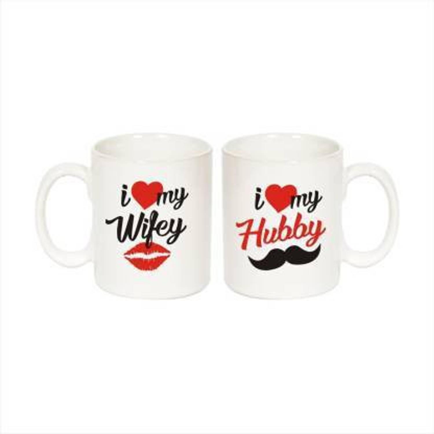 AMAR CREATION Hubby Wifey Husband Wife Attractive Design Printed Ceramic Coffee Mug