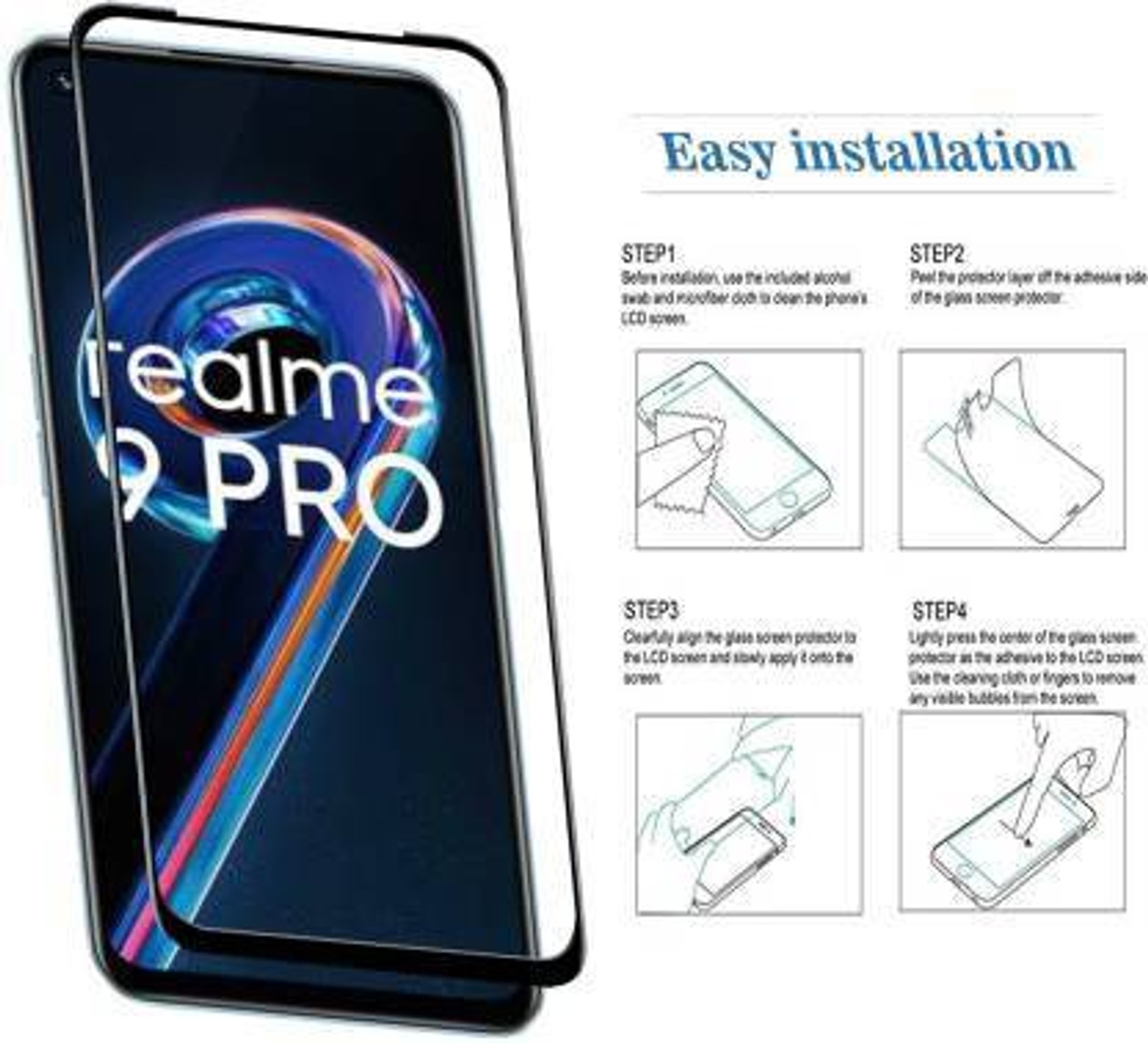 Image of EITANSHA CREATION Edge To Edge Tempered Glass for realme 9 Pro 5G