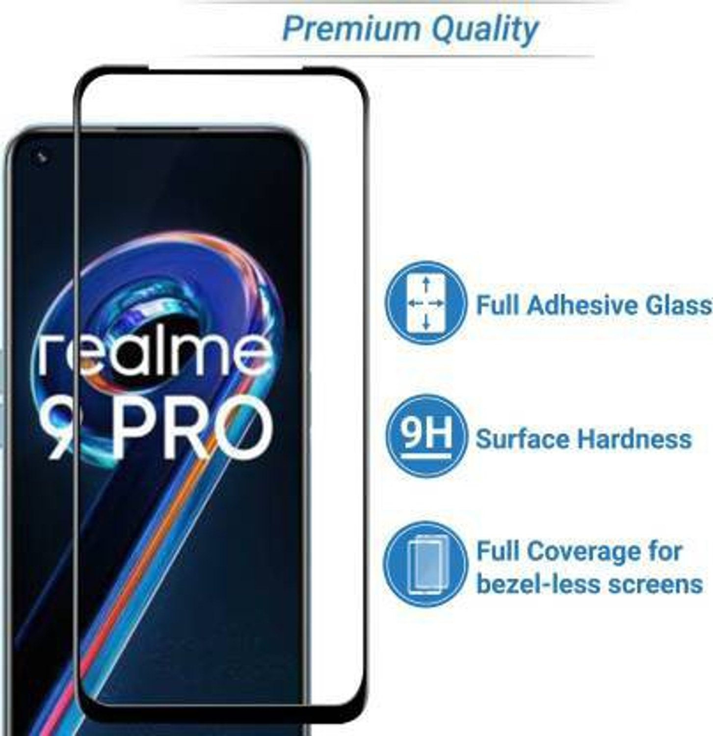 Image of EITANSHA CREATION Edge To Edge Tempered Glass for realme 9 Pro 5G