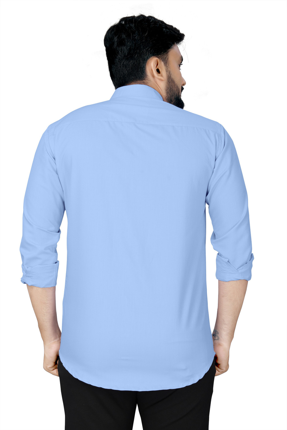 Image of Kuki Men Solid Formal Light Blue Shirt