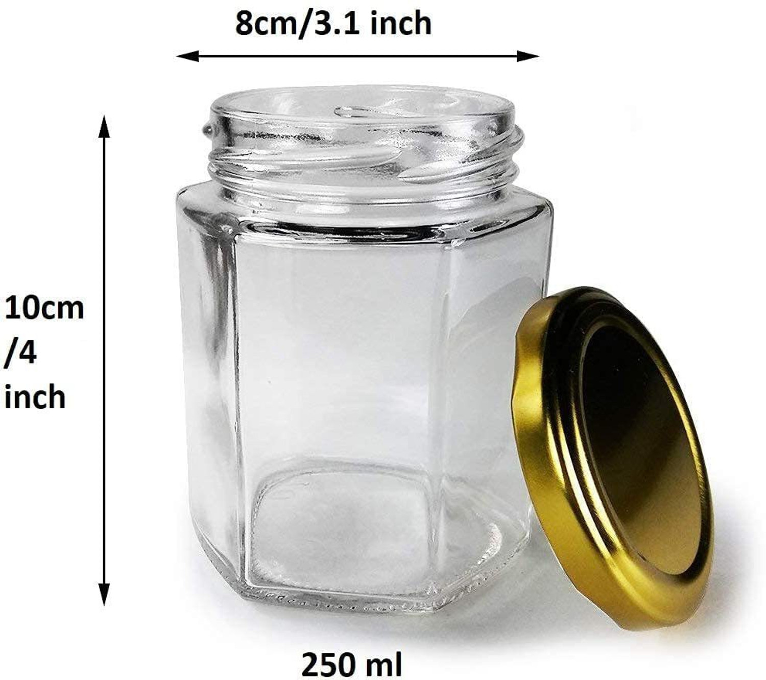 Image of CROCO JAR Glass Grocery Container - 200 ml (Pack of 6, Silver)