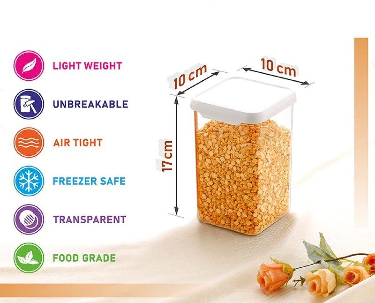 Image of Qtrix Plastic Grocery Container - 1100 ml