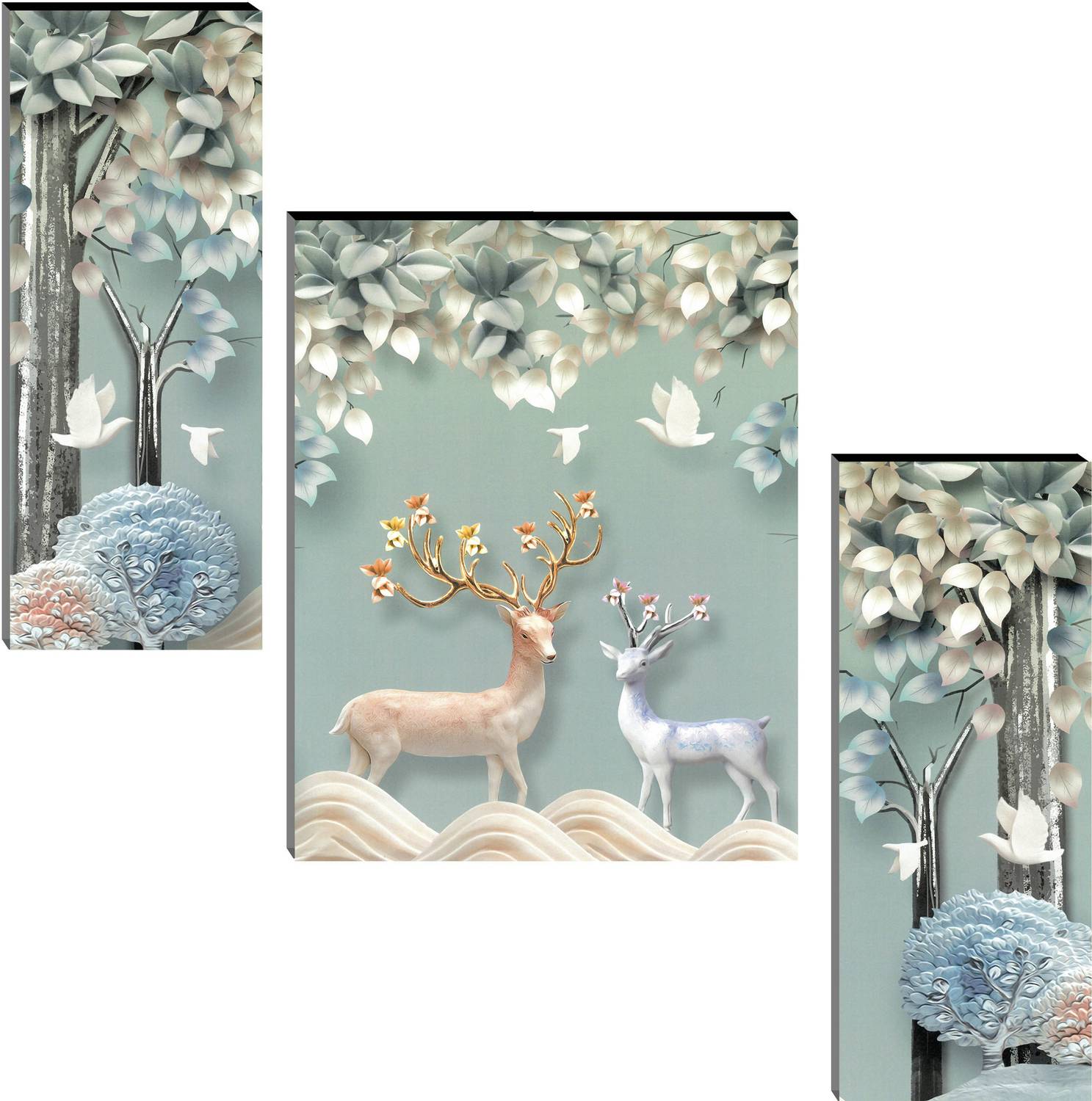 Indianara Set of 3 Deers MDF Art Painting (4064FL) without glass Digital Reprint 18 inch x 12 inch Painting Rs. 99 - Flipkart