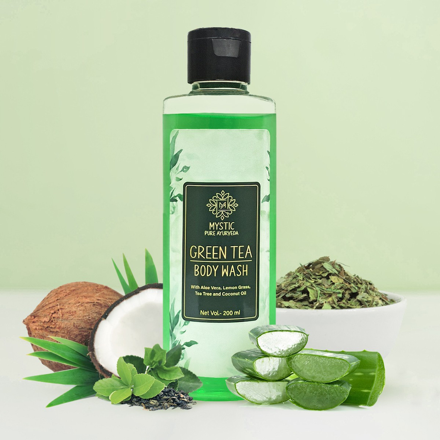 Image of Mystic pure ayurveda Green Tea and Lemon Grass Body Wash For Skin Purification & Hydration