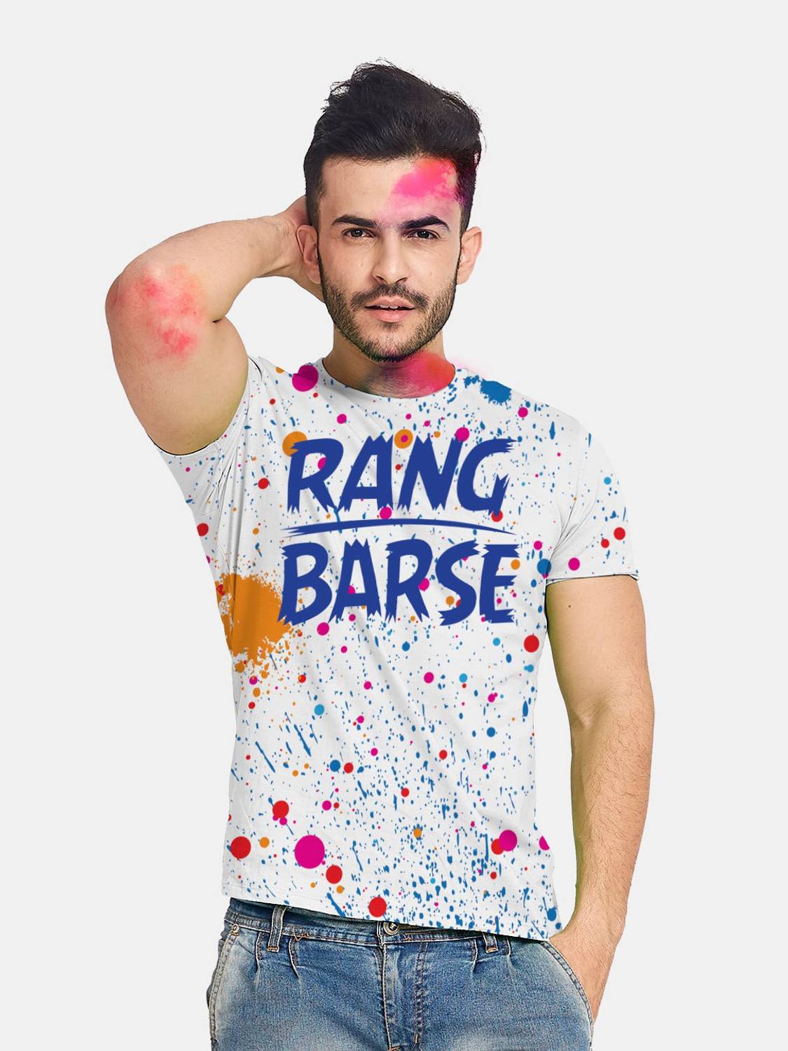 BonOrganik Printed Men Round Neck White T-Shirt