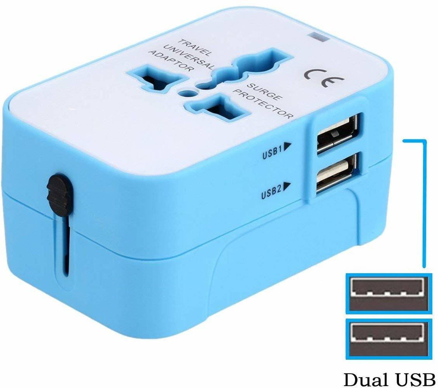 Jihaan New High Speed Wall Charger Dual USB Universal Travel adapter MultiPlug Adapter Worldwide Adaptor