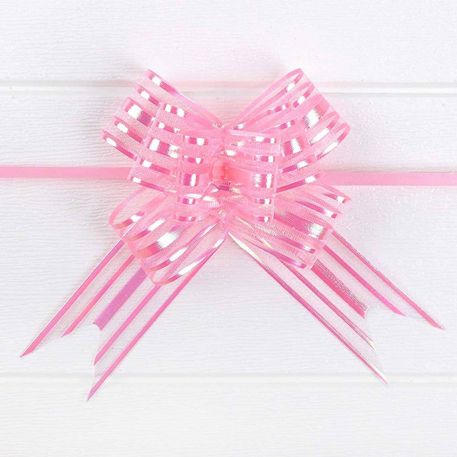3A Featuretail 10pc 30MM Pink Organza Pull Bow Flower Ribbon for Gift Wrap