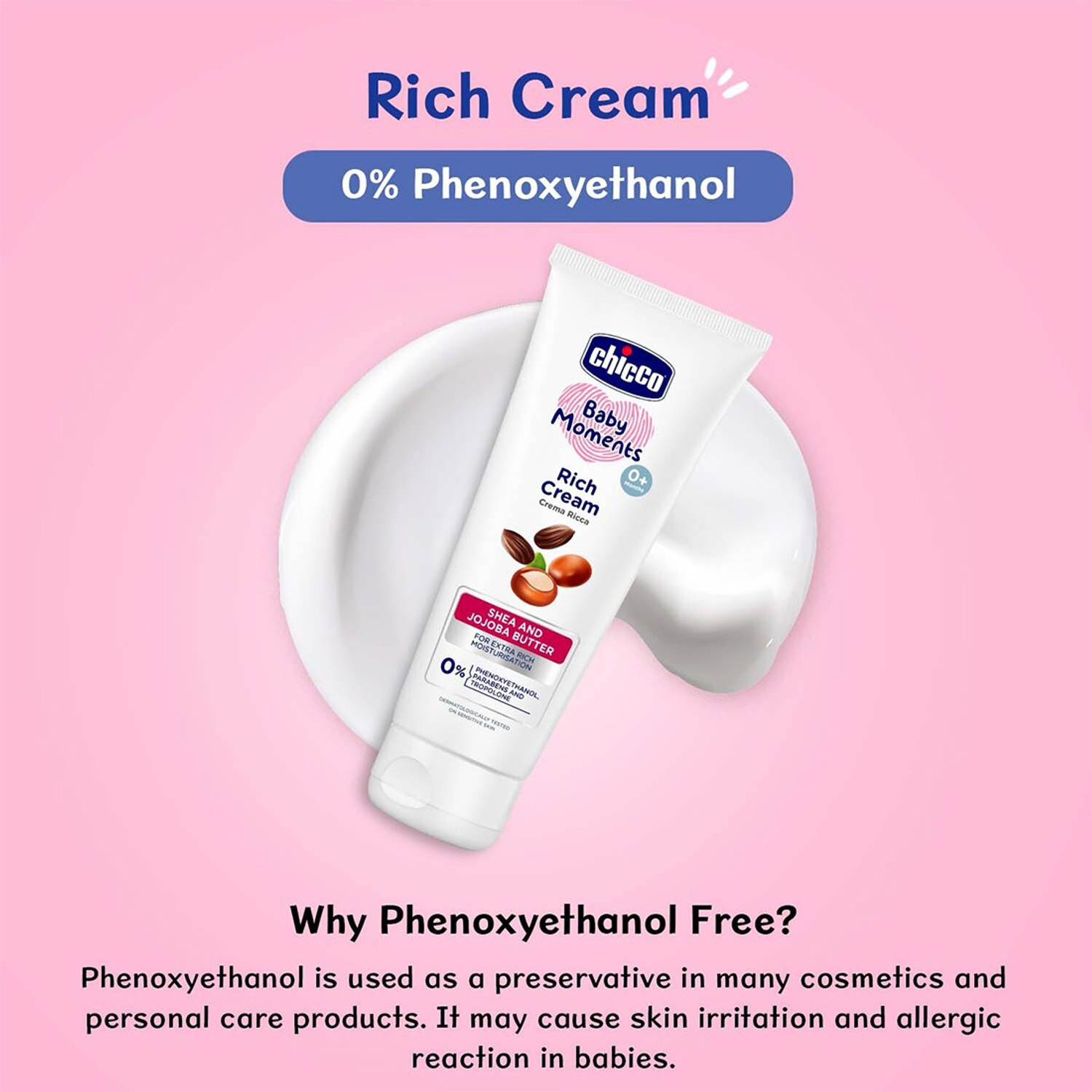Image of Chicco Baby Rich Cream, Paraben, SLS & Phenoxyethanol Free, 0M+