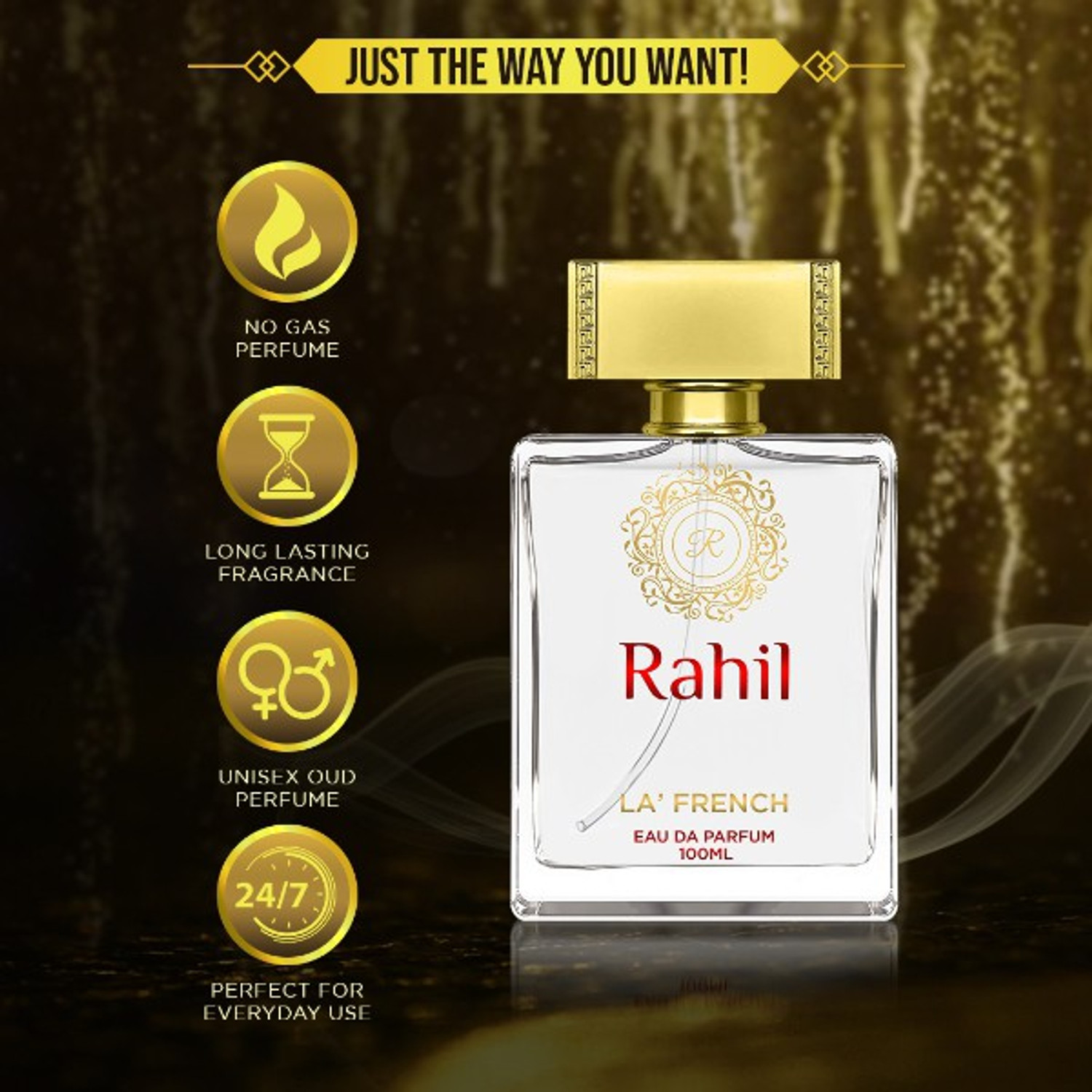 Image of La French Rahil Long Lasting Men& Women Perfume Fragrance Eau de Parfum - 100 ml