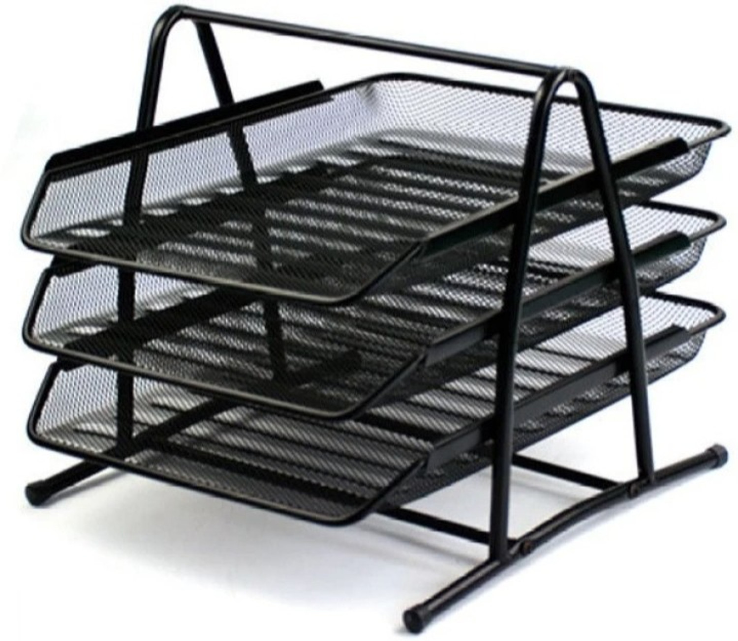 Image of Maanvir 3 Compartments Metal Document Tray Or Office File Rack (Black) Office Set