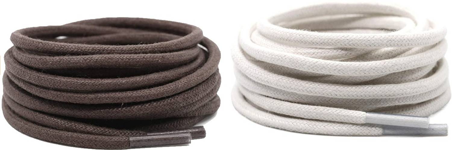 bilAnca Round 28" Long Brown & White Formal Shoe Boot Strings Sneakers (2 Pairs) Shoe Lace