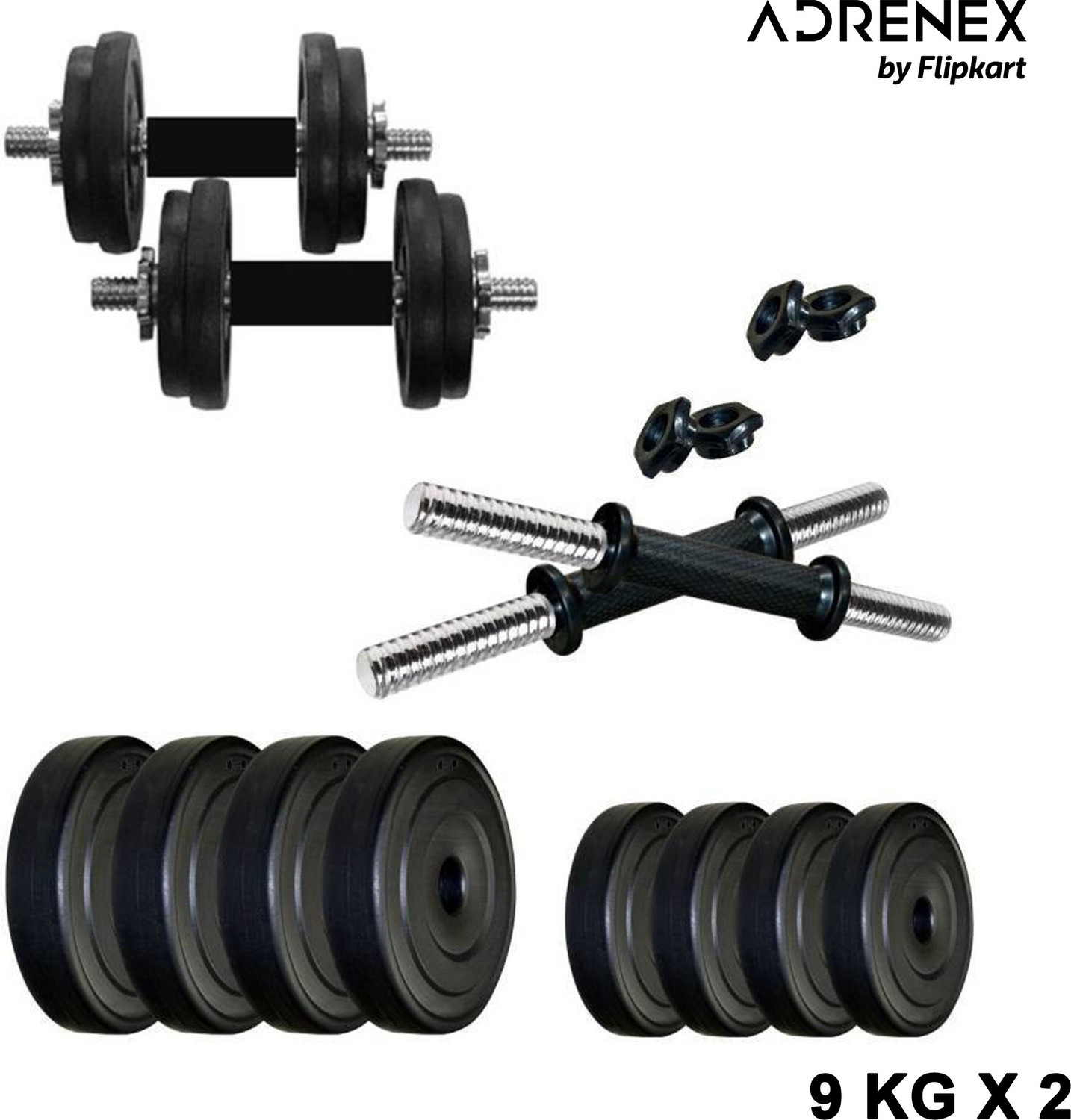 Image of Adrenex 18 Kg PVC Home Gym Adjustable Dumbbell