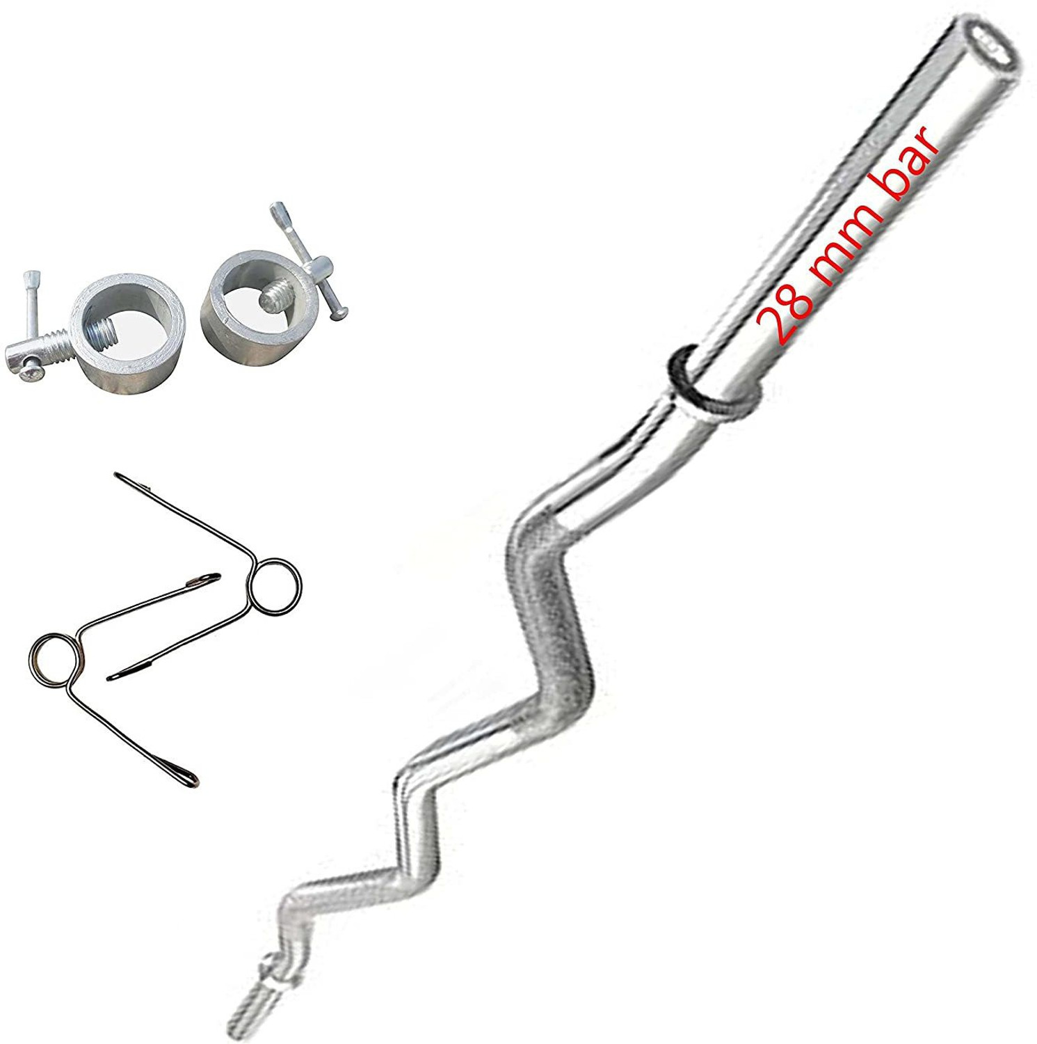 Image of YMD 4 feet Zigzag Solid 28 mm Thickness Barbell Standard zigzag weight bar, 4 Locks Weight Lifting Bar