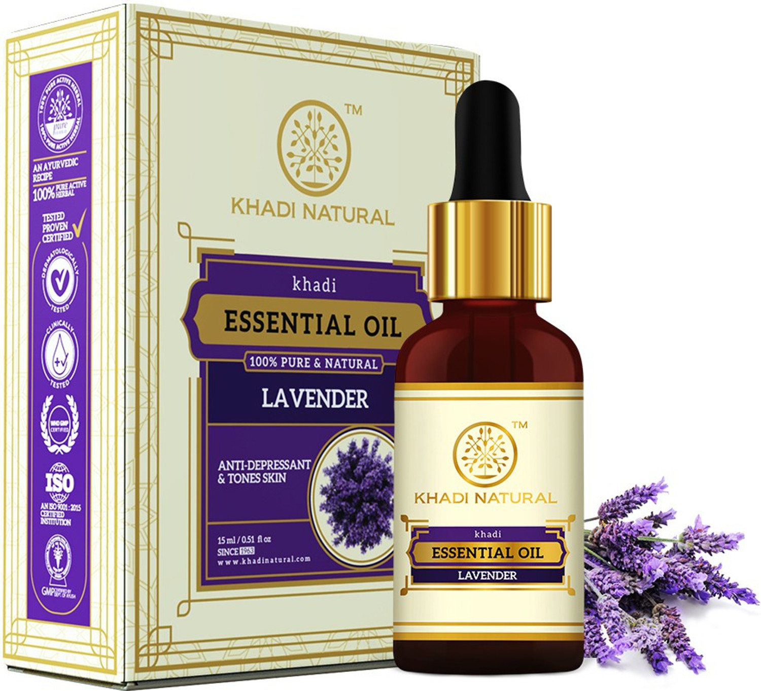 Image of KHADI NATURAL Ayurvedic / Herbal Lavender Essential Oil 15 ml