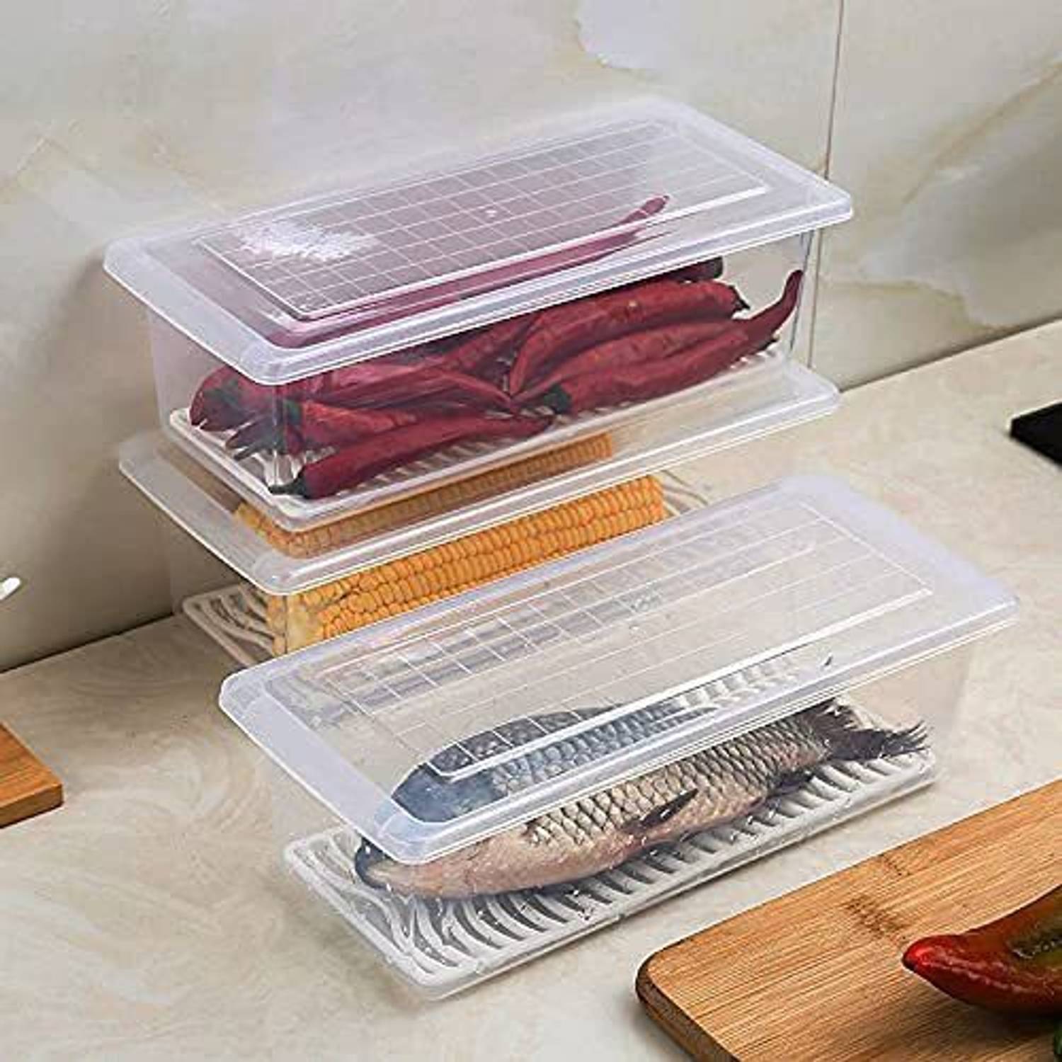 RK EMPIRE Plastic Fridge Container - 1500 ml (Pack of 3, Clear)