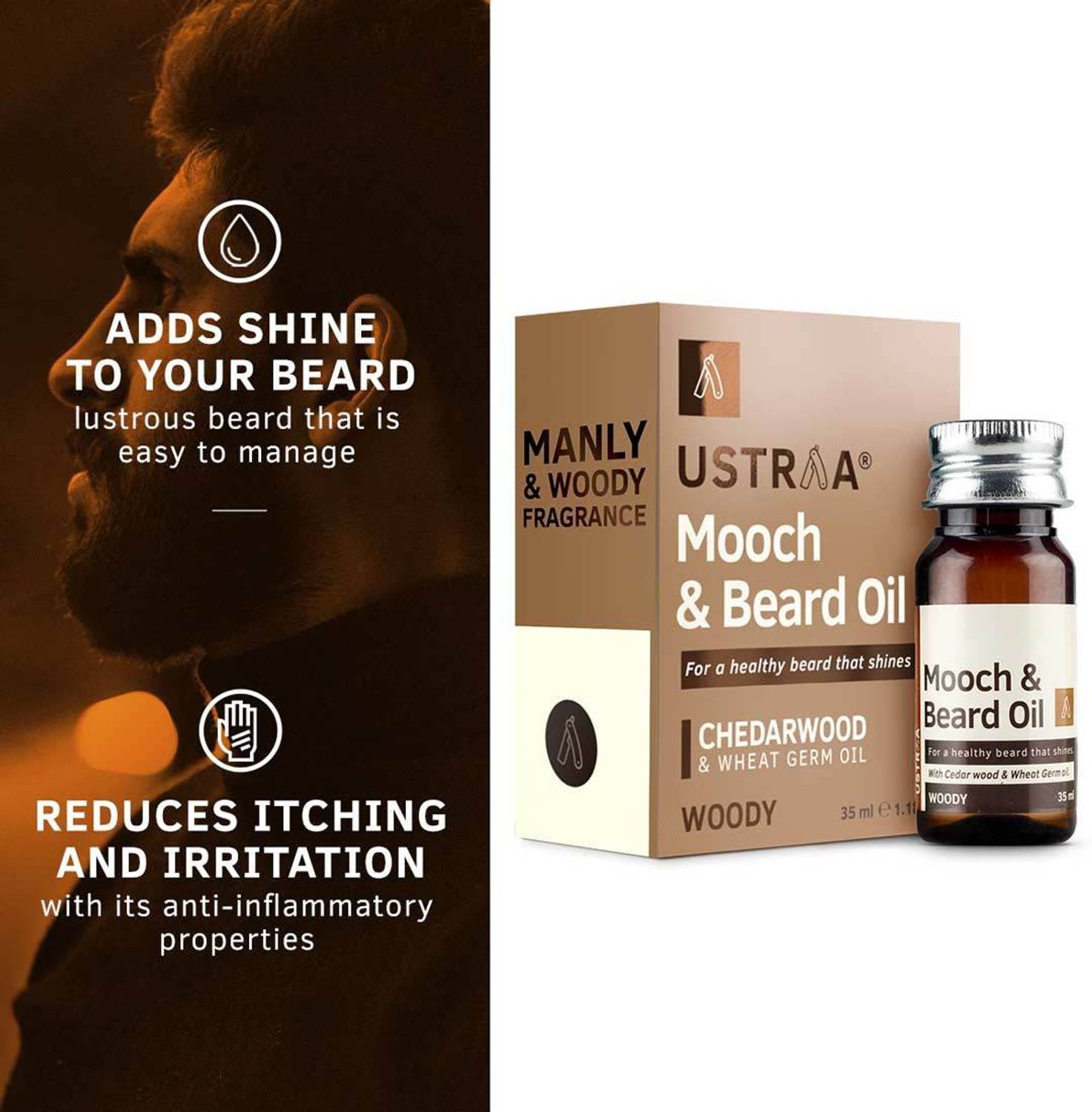 USTRAA Woody Mooch and Beard Oil - 35 ml x 2 - Image 2