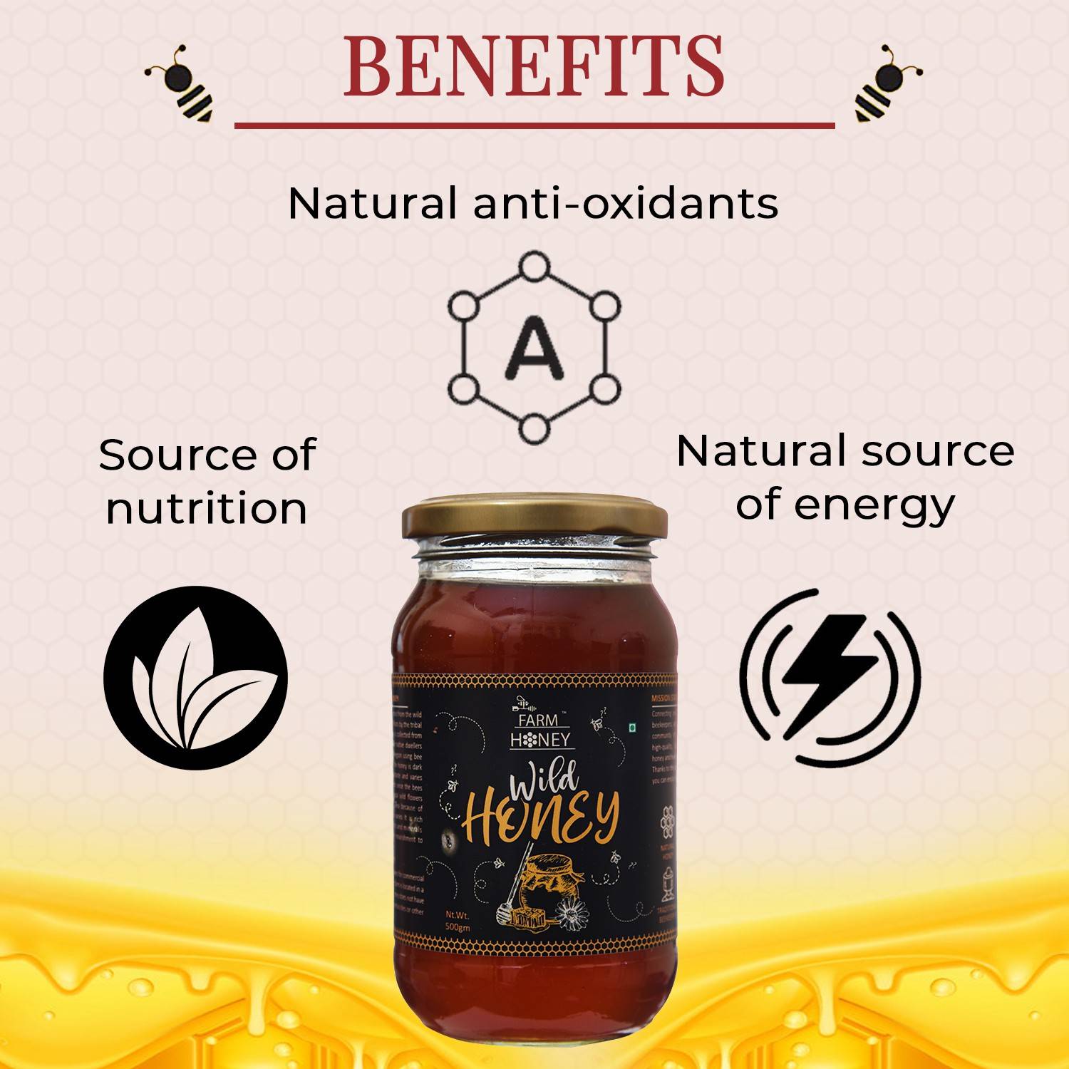 Farm Honey Wild Honey, Pure Organic Wild Unprocessed Honey 100