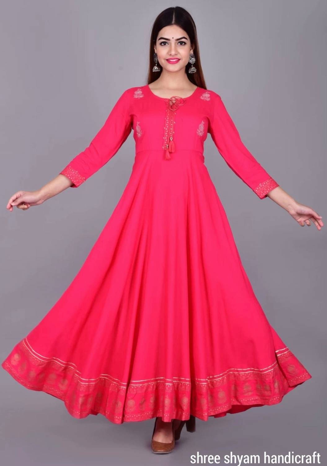 ShreeShyam Handicraft Women Embroidered Viscose Rayon Flared Kur