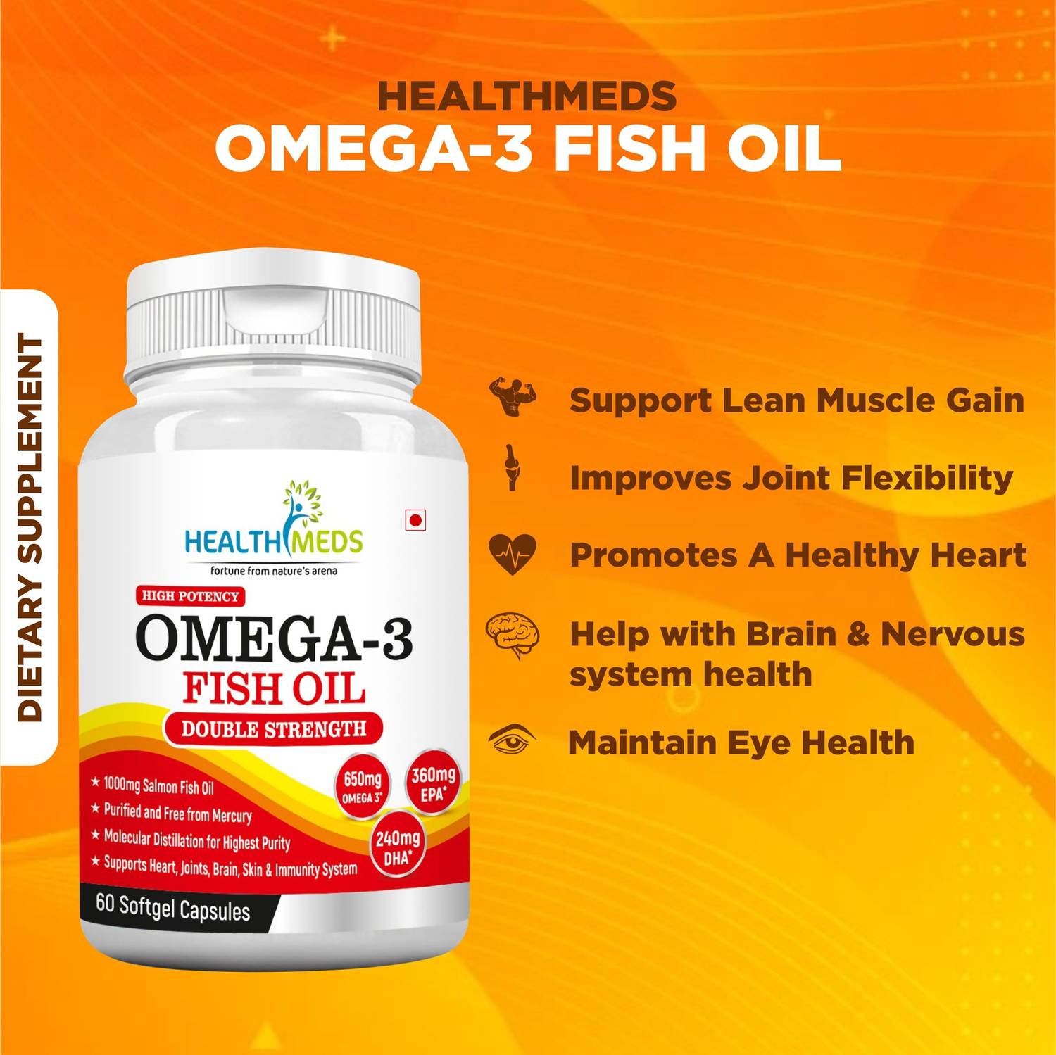 HealthMeds Double Strength Omega 3 Fish Oil 1000mg (360mg EPA & 240mg - Image 4