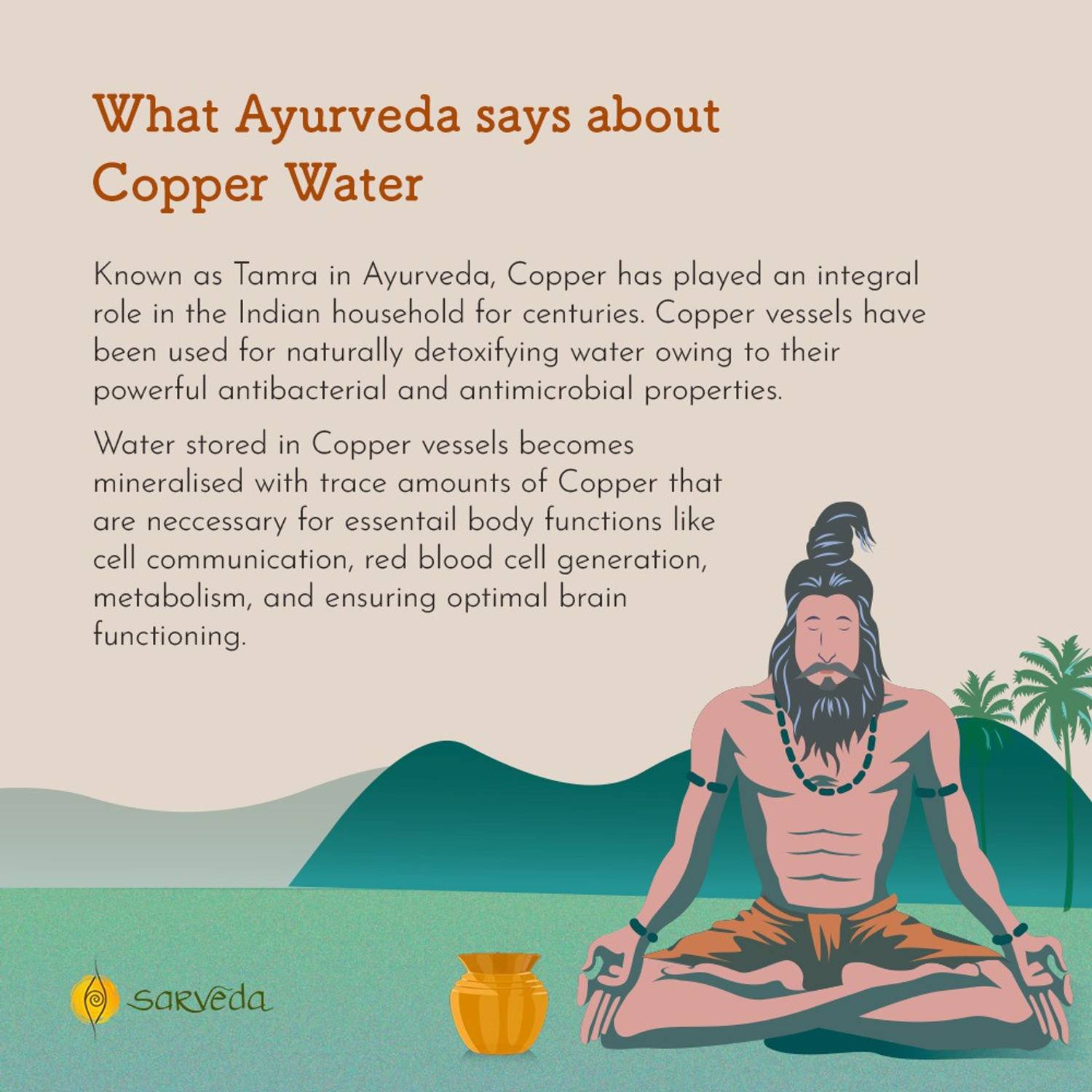 Sarveda 7 Chakra 1000ml Copper Bottle - Image 5