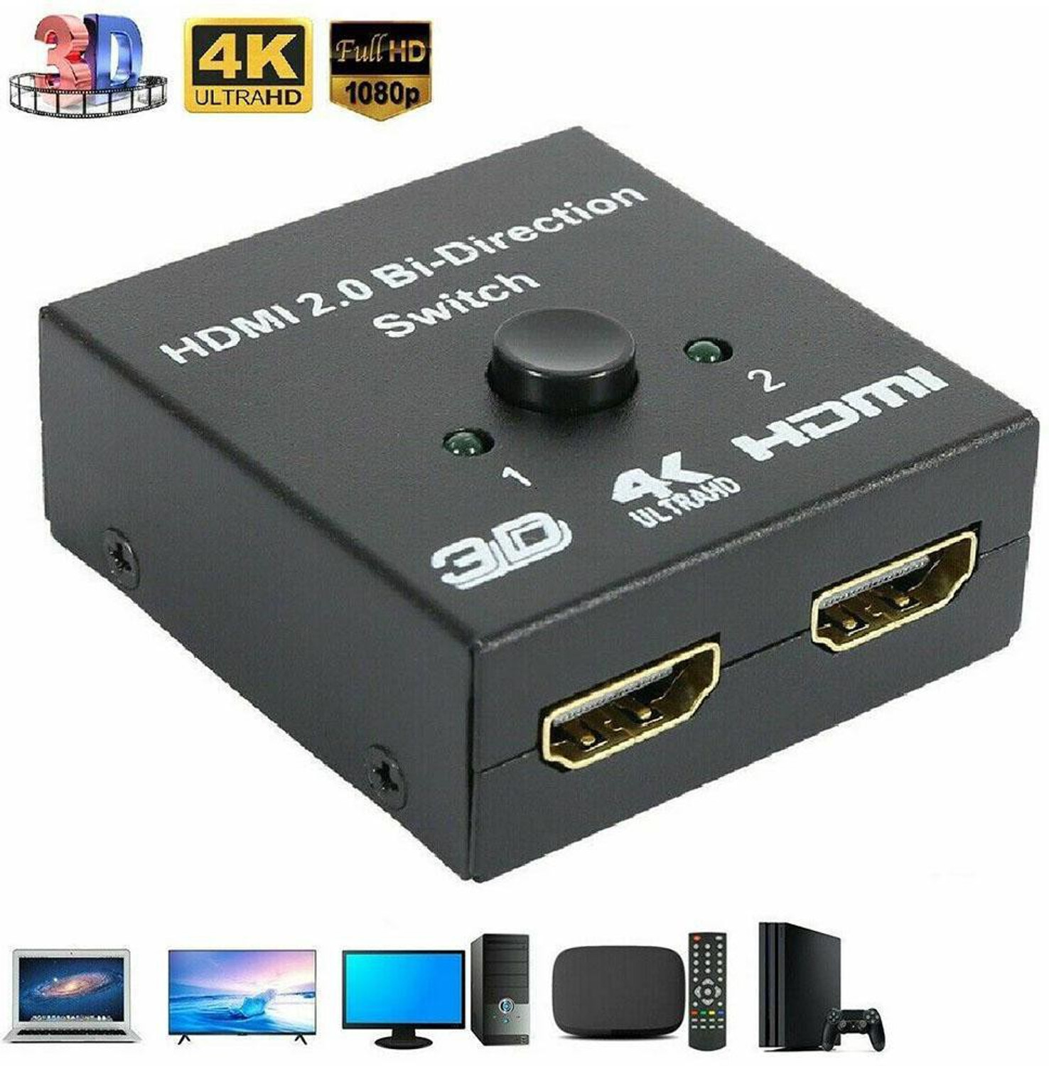 Image of SYGA TV-out Cable HDMI Switch 4K HDMI Splitter 1080P HDMI Splitter 1 In 2 Out /2 Input 1 Output