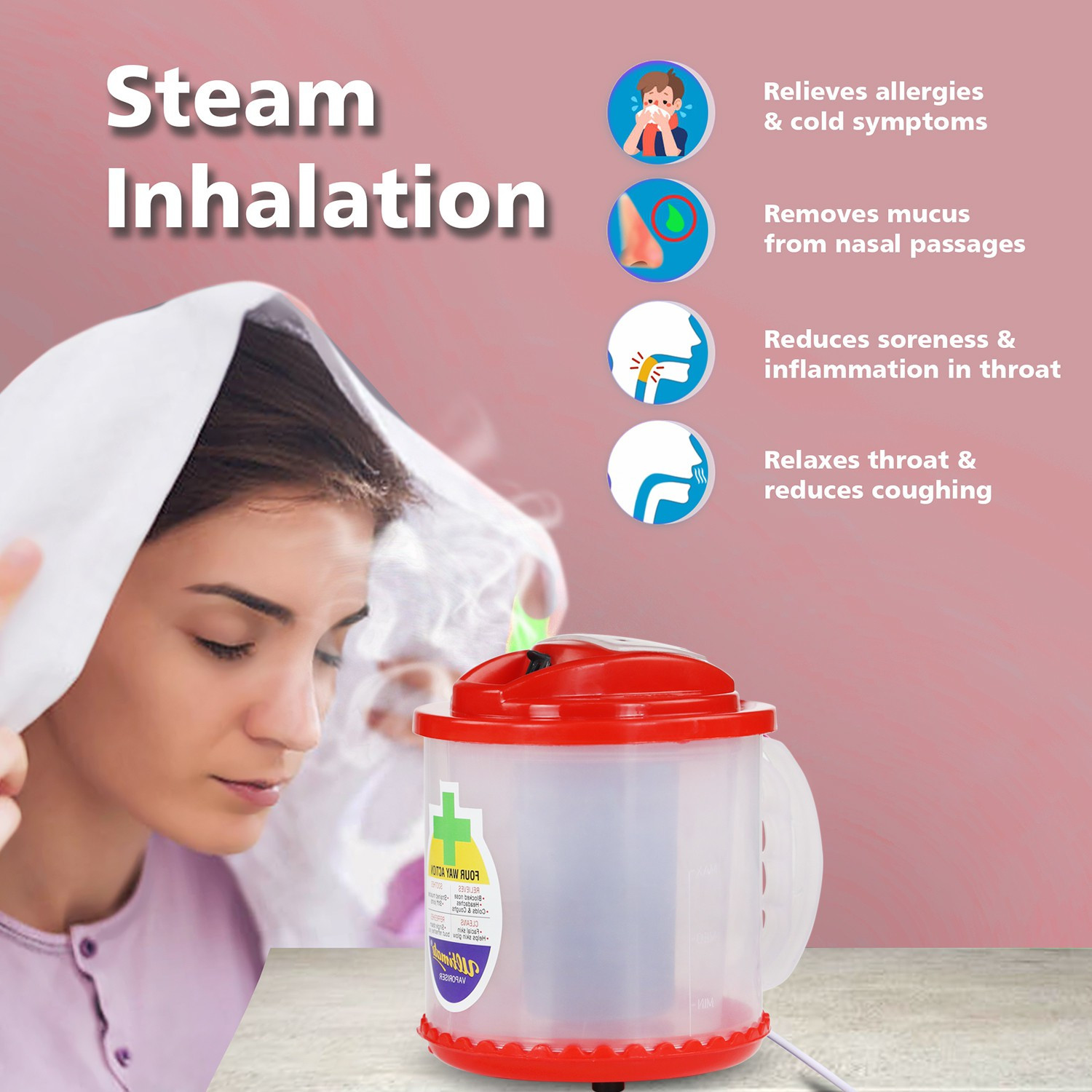 Image of ULTIMATE Plus 4 Way Action Vaporizer, Steam Inhaler, Relief from Cold and Cough Vaporizer