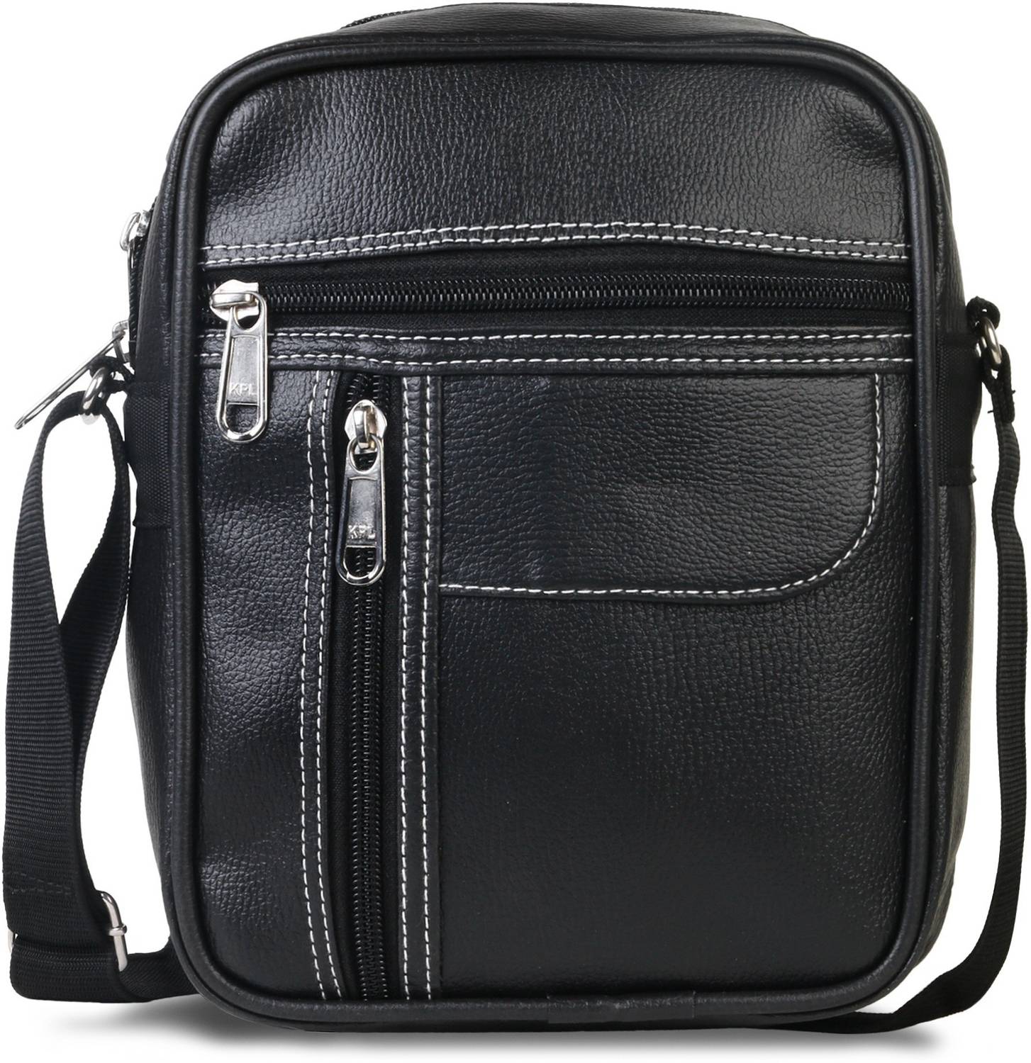 ALLIEDSALESINDIA ASSB-001 BLACK LEATHER CROSSBODY SLING BAG Duffel Without Wheels