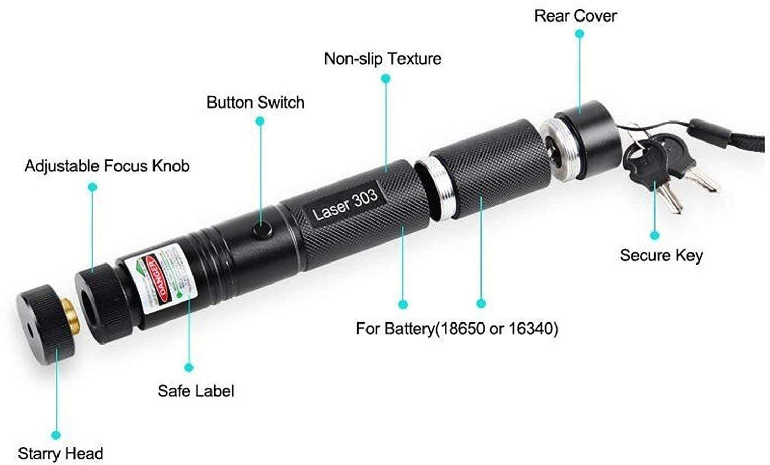 Image of HALOZA Rechargeable Green Laser Pointer Party Pen Disco Light 5 Mile + Battery Disco