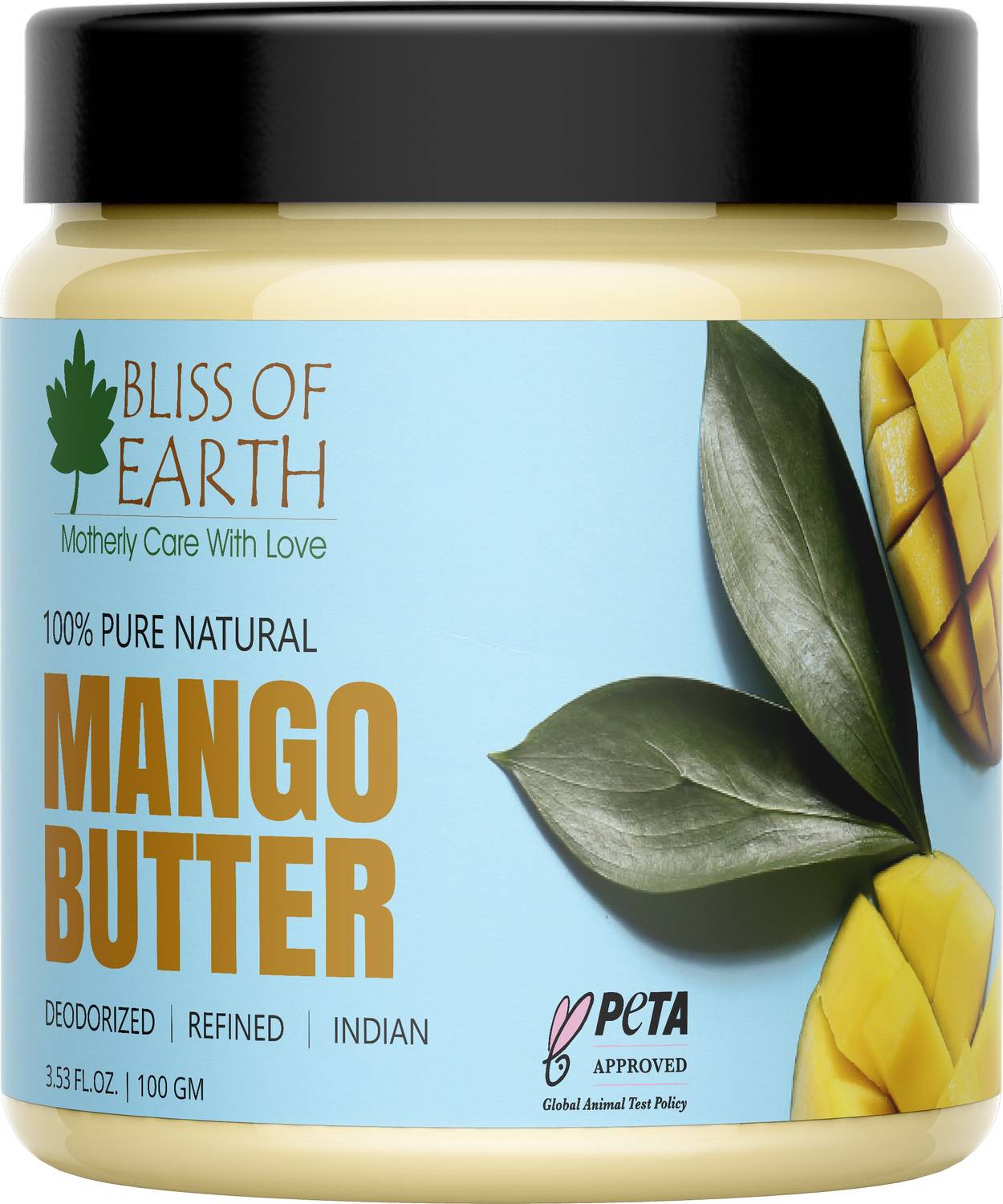 Bliss of Earth Deodorised Indian Mango Butter For Face Skin Hair & DIY, 100GM