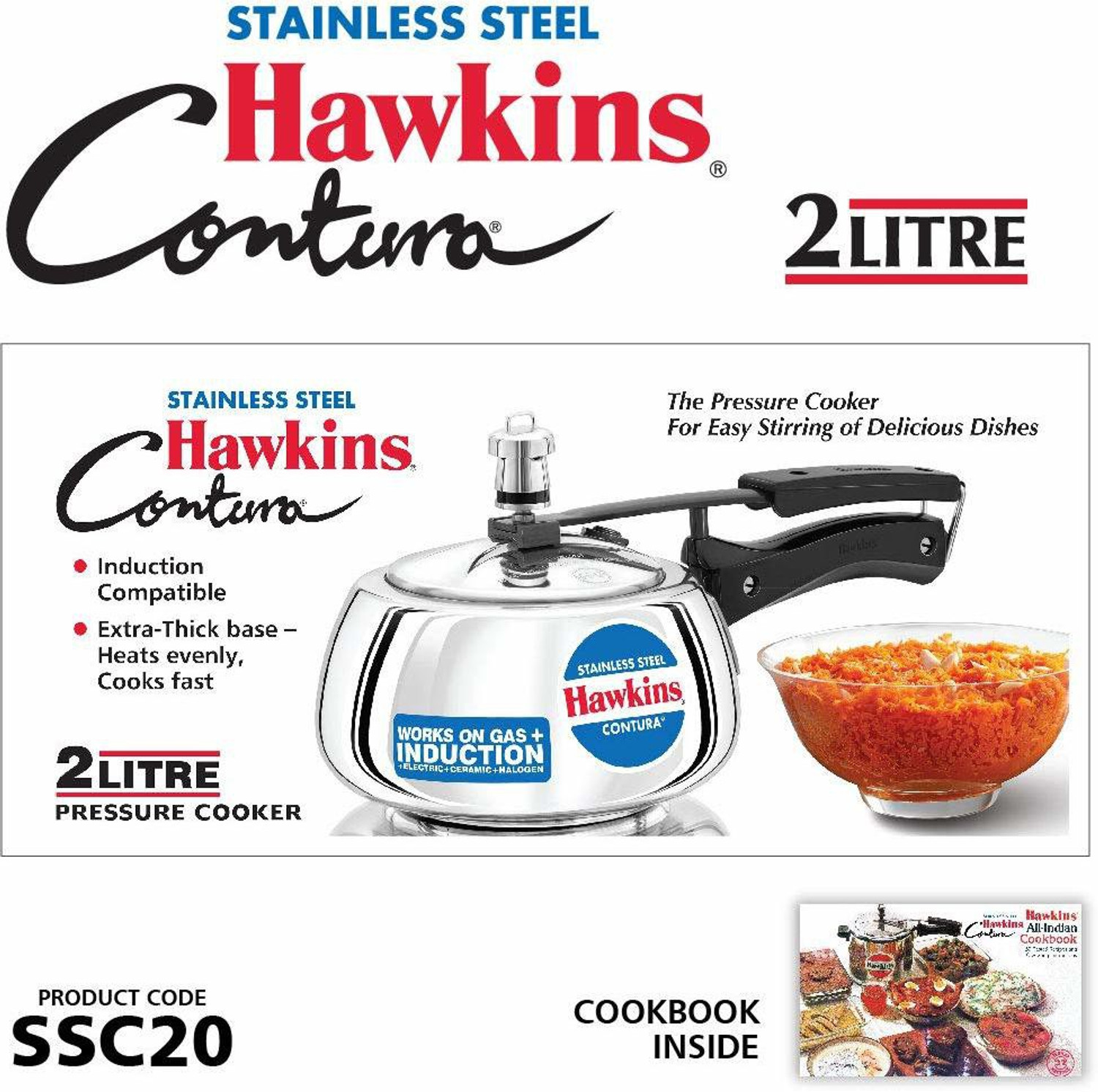 Image of Hawkins Hawkins Contura (SSC20)2 L, (SSC35) 3.5 L, Induction Bottom 2 L, 3.5 L Inner Lid Induction Bottom Pressure Cooker