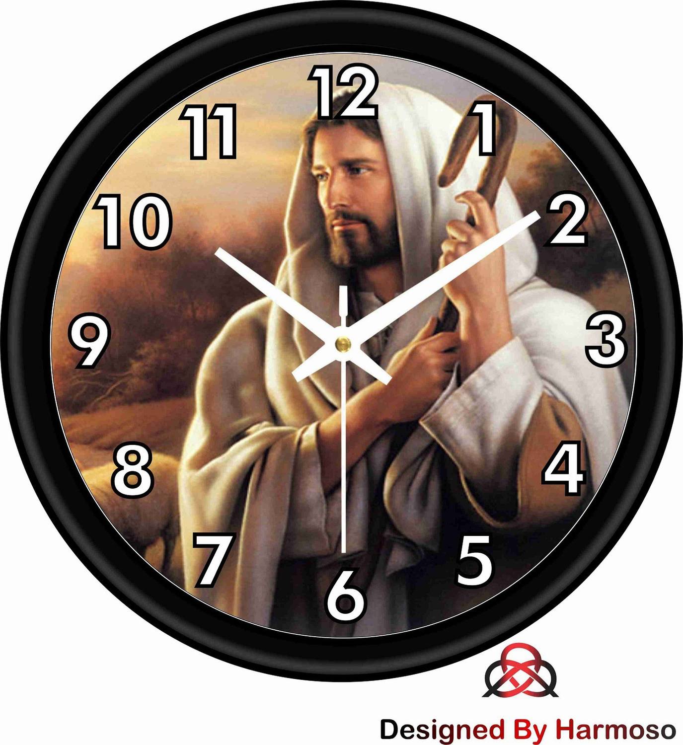 Harmoso Analog 25 cm X 25 cm Wall Clock (Black, With Glass, Stand