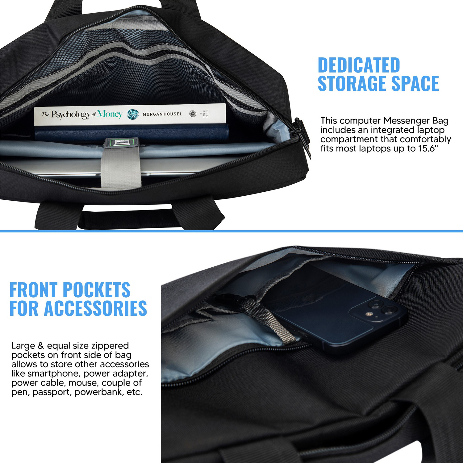 Image of URBAN WOLF 15.6 inch Laptop Shoulder Messenger Sling Office Bag, Water Repellent Fabric 30 L Laptop Backpack