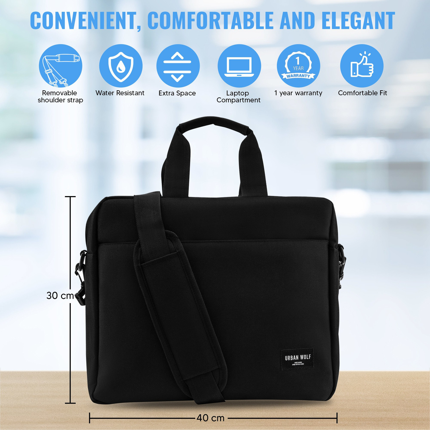 Image of URBAN WOLF 15.6 inch Laptop Shoulder Messenger Sling Office Bag, Water Repellent Fabric 30 L Laptop Backpack