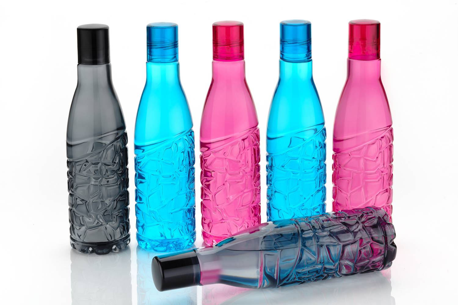 2Seven Crystal Water Bottle for Fridge, Home Office Gym School, Unbreakable -6 1000 ml Plastic Bottle