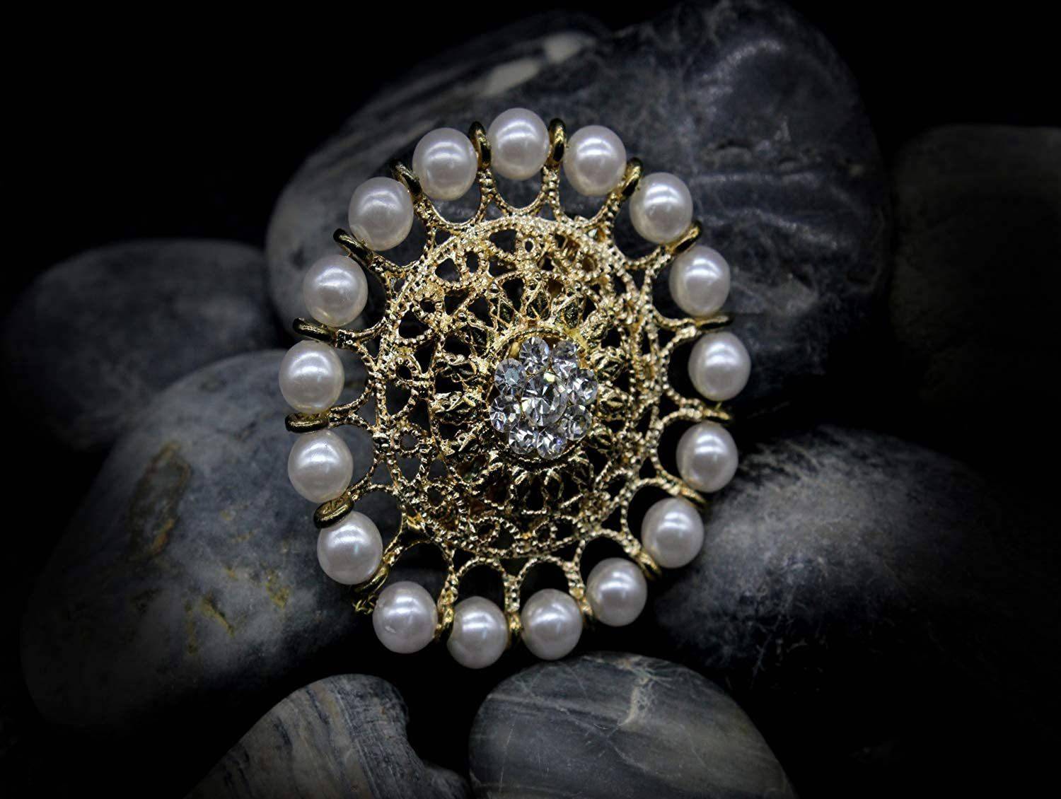 ACCESSHER Rhinestone Stones Used Saree pin Brooch