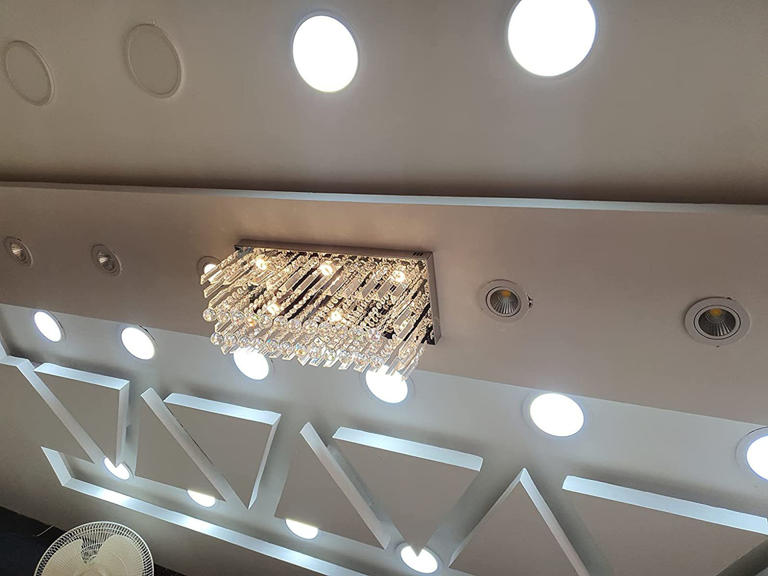 Image of LightWave Crystal Ceiling Light 25cm X 55cm 6 Yellow lights Chandelier for home decor Chandelier Ceiling Lamp