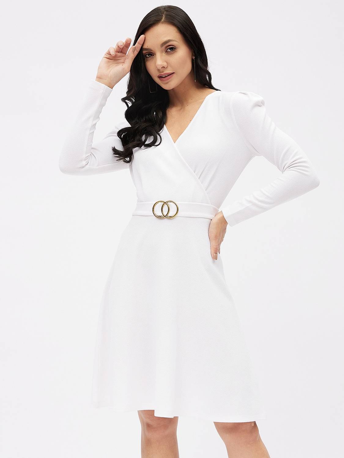 HARPA Women A-line White Above Knee/Mid Thigh Length Dress