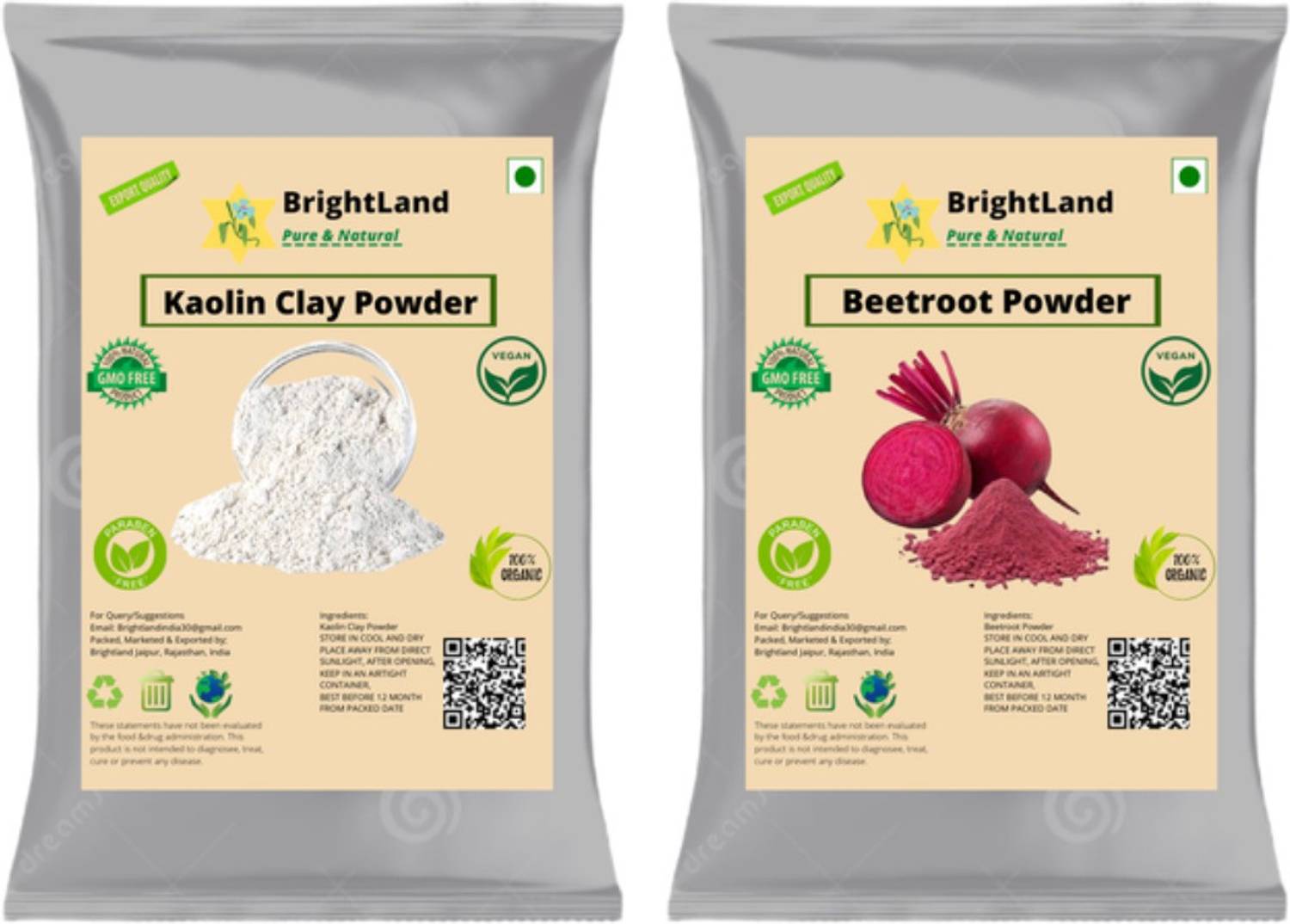 Brightland Combo of skin care 50gm Beetroot powder, 50gm Clay powder