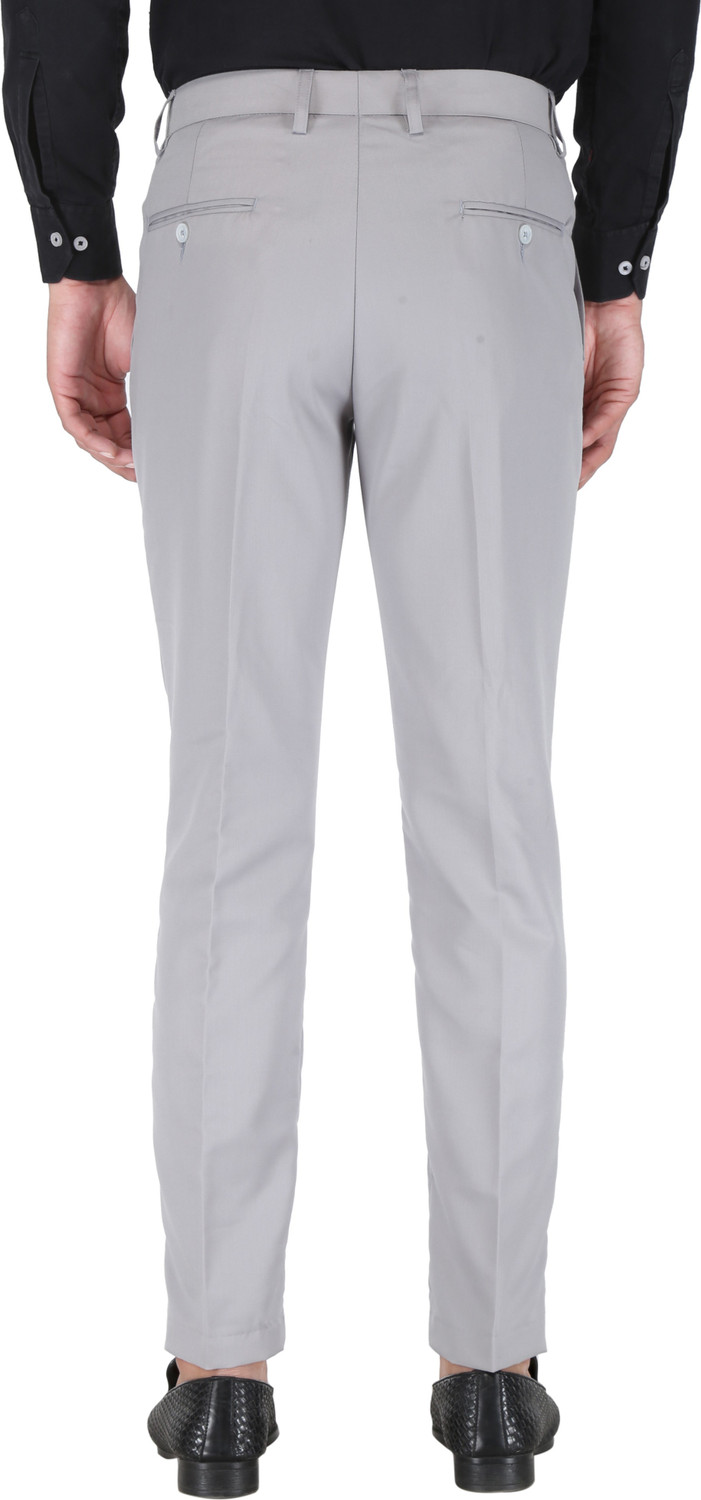 Image of PLAYERZ Slim Fit Men Grey Trousers