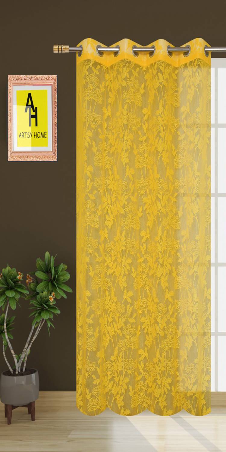 AH ARTSY HOME 154 cm (5 ft) Window Tissue, Net Semi Transparent Curtain Single Curtain