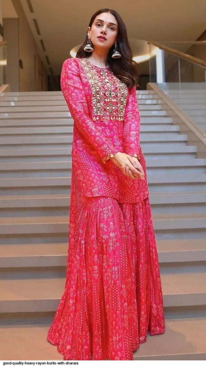 Image of AALJ FASHION Women Kurti Sharara Set